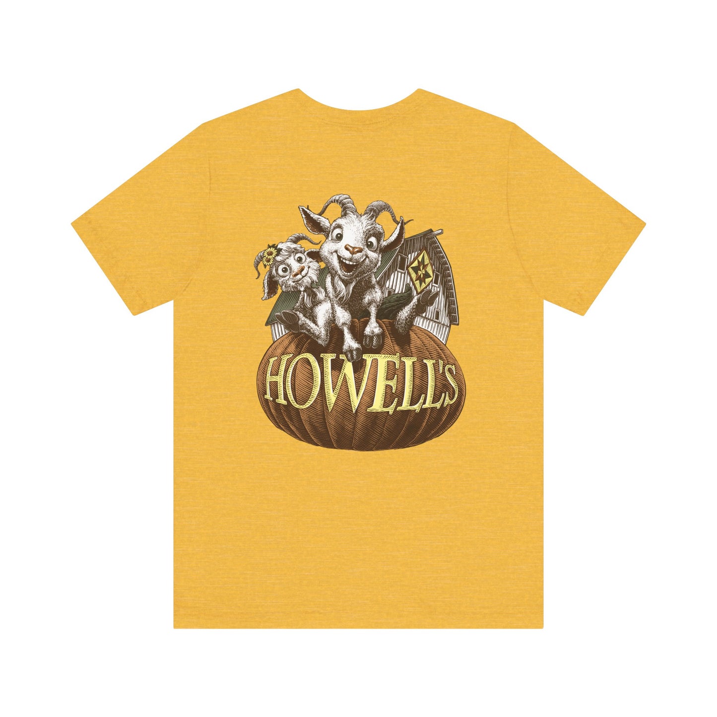 Howell's Goats Adult Unisex Tee, Bella Canva Logo on the Front Goats on the Back