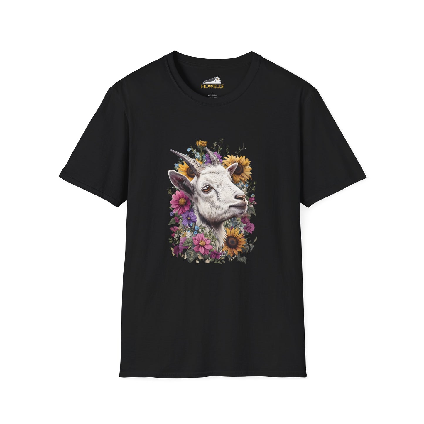 Floral Goat T-Shirt | Unisex Softstyle Tee, Animal Lover Gift, Nature Shirt, Country Aesthetic, Summer Fashion