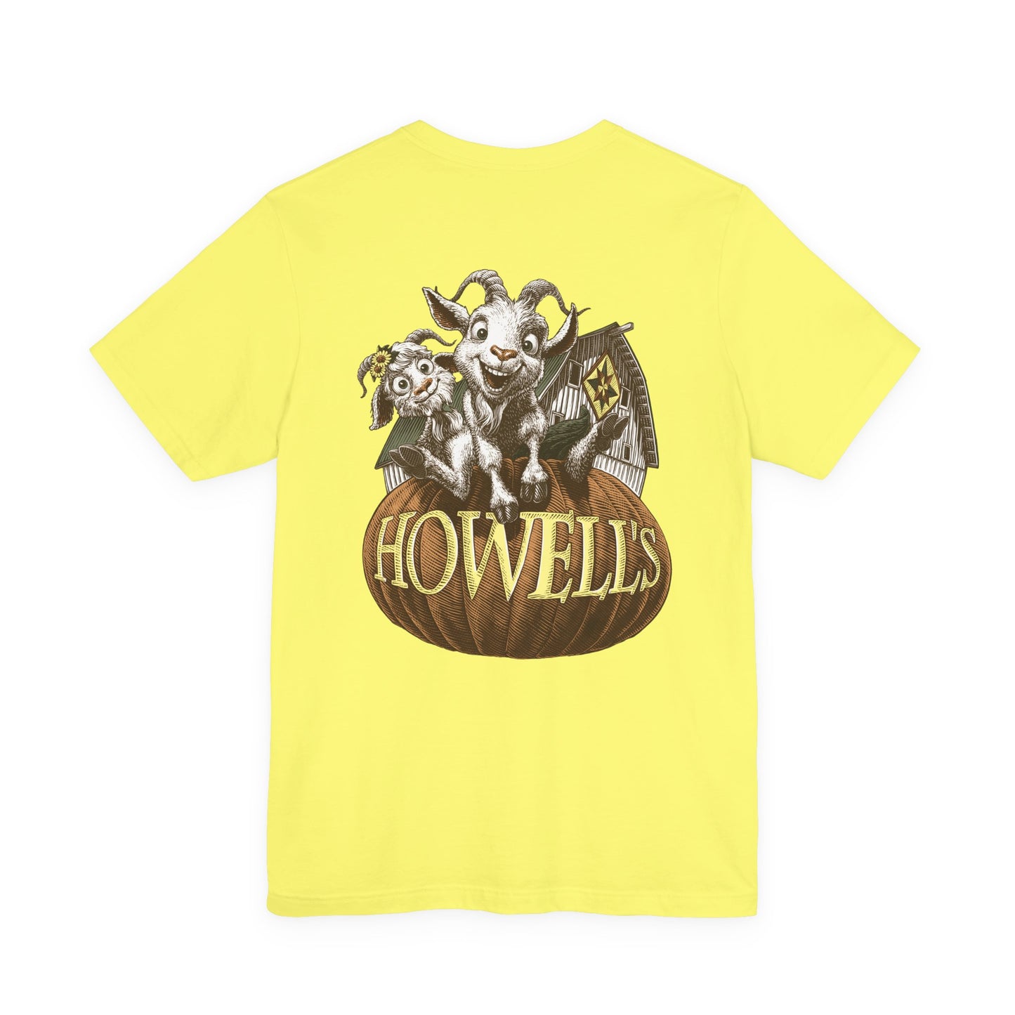 Howell's Goats Adult Unisex Tee, Bella Canva Logo on the Front Goats on the Back