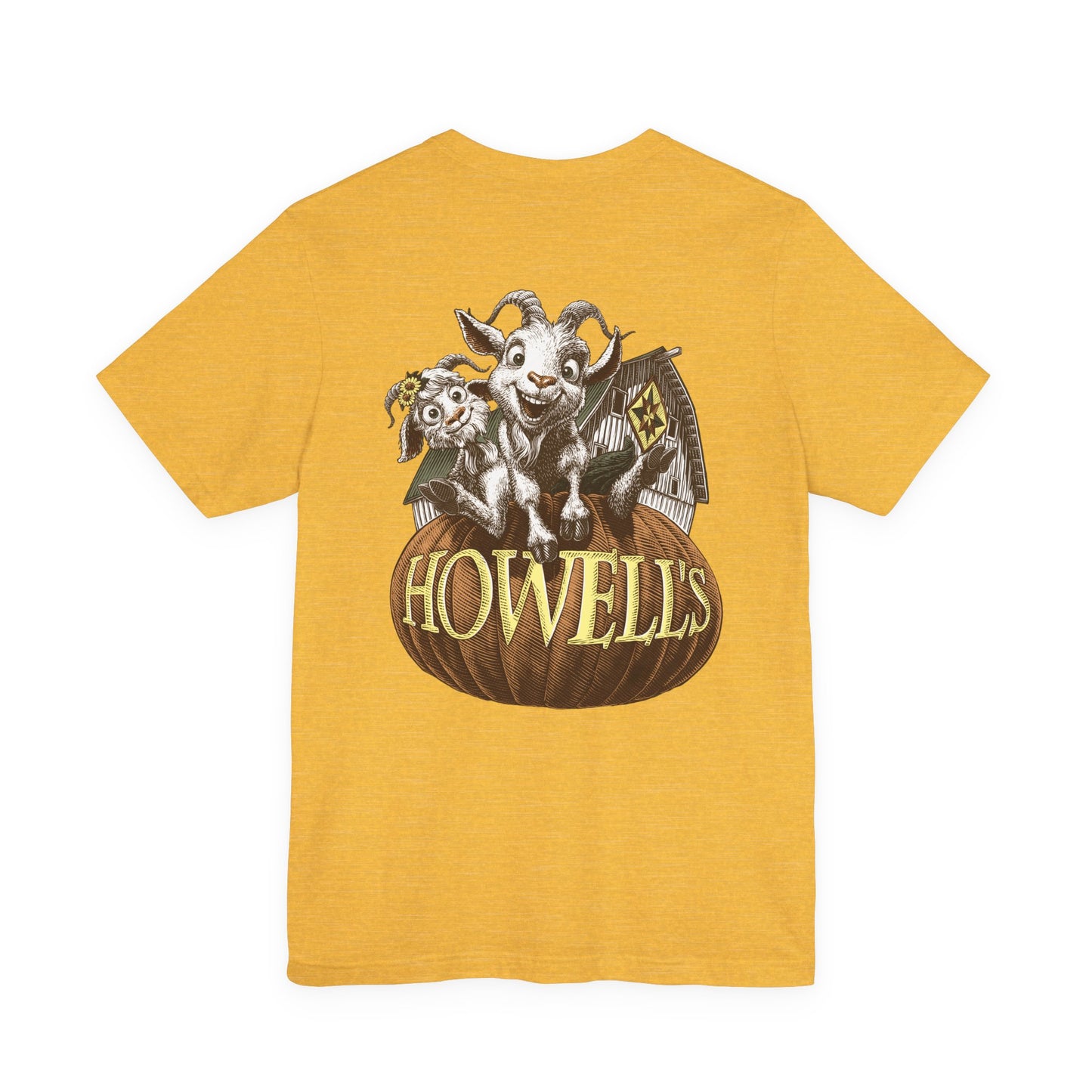 Howell's Goats Adult Unisex Tee, Bella Canva Logo on the Front Goats on the Back