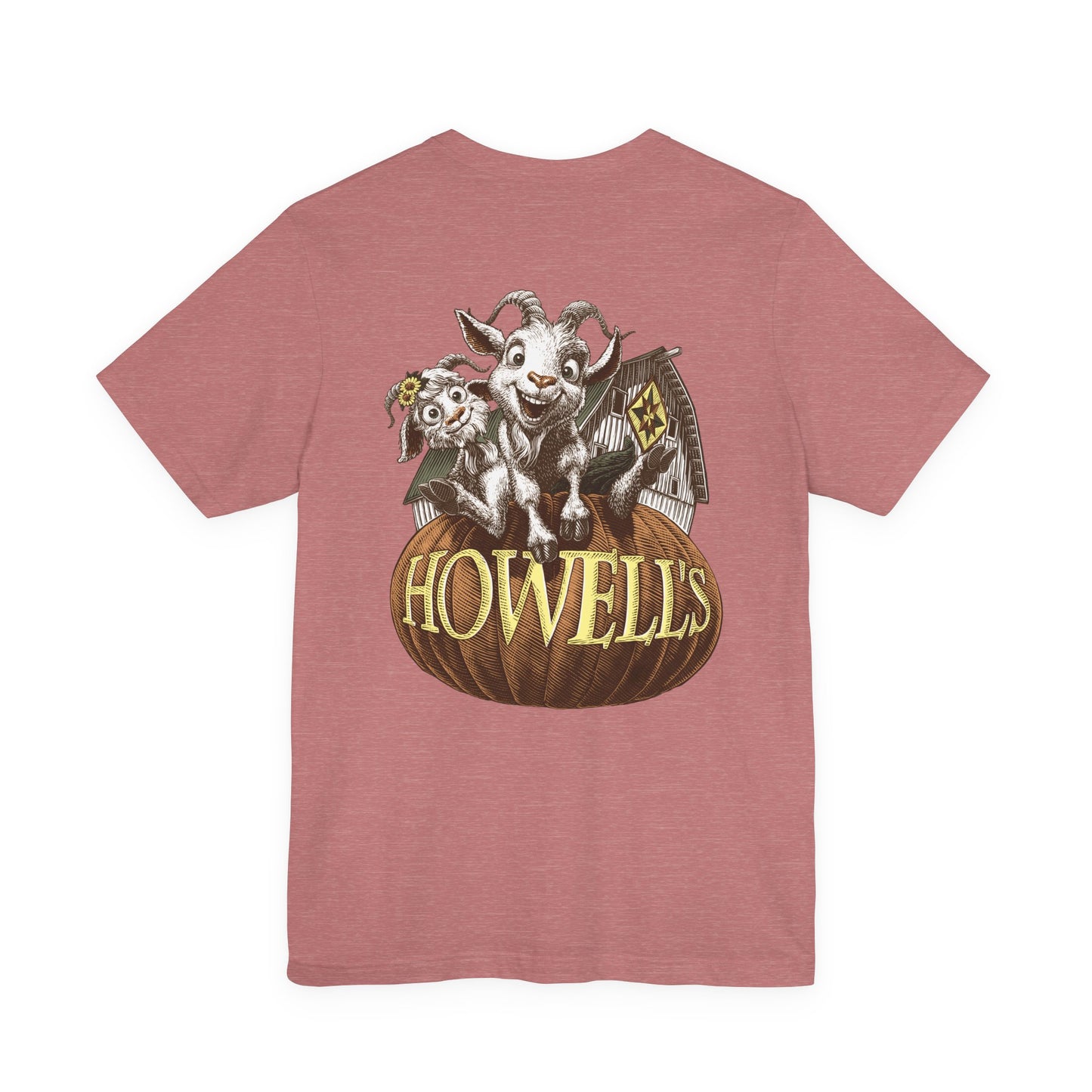 Howell's Goats Adult Unisex Tee, Bella Canva Logo on the Front Goats on the Back