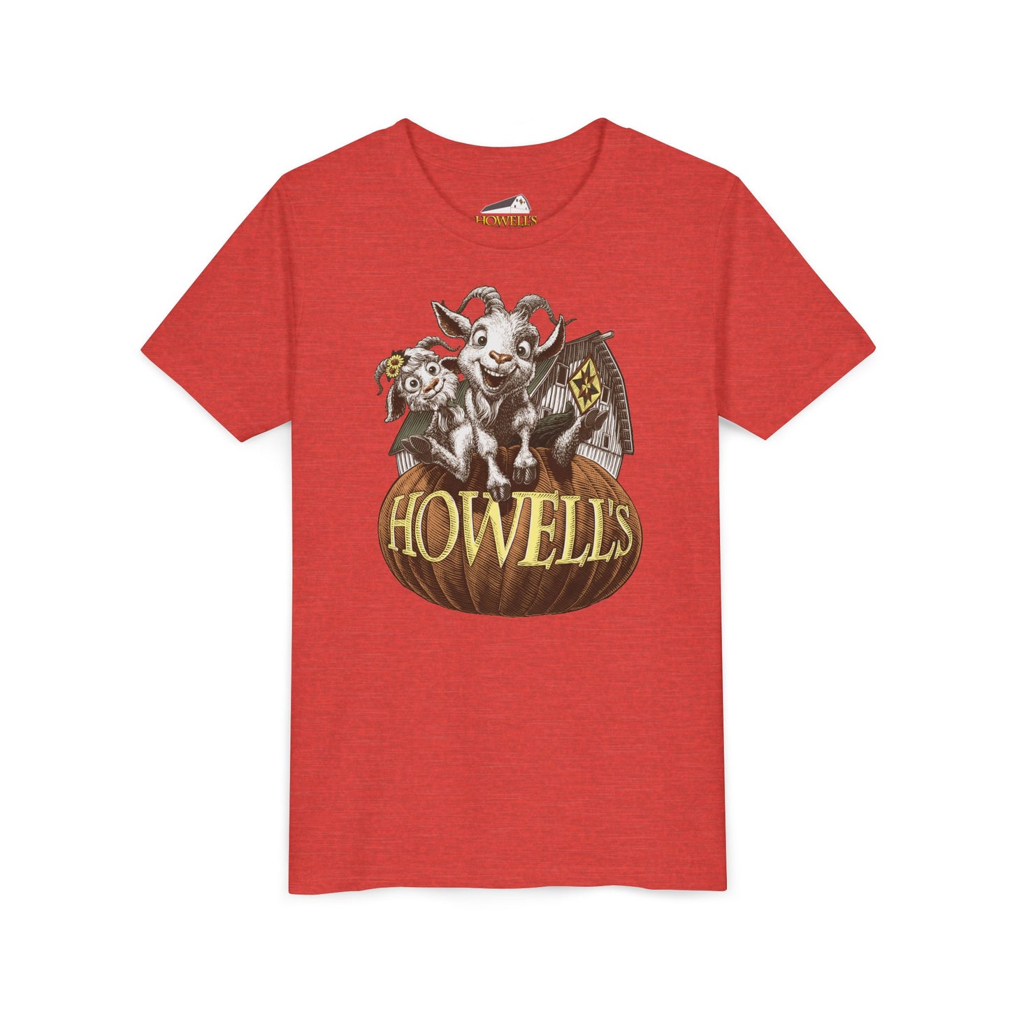 Youth Short Sleeve Tee with Howell's Pumpkin Design, Bella Canva Brand