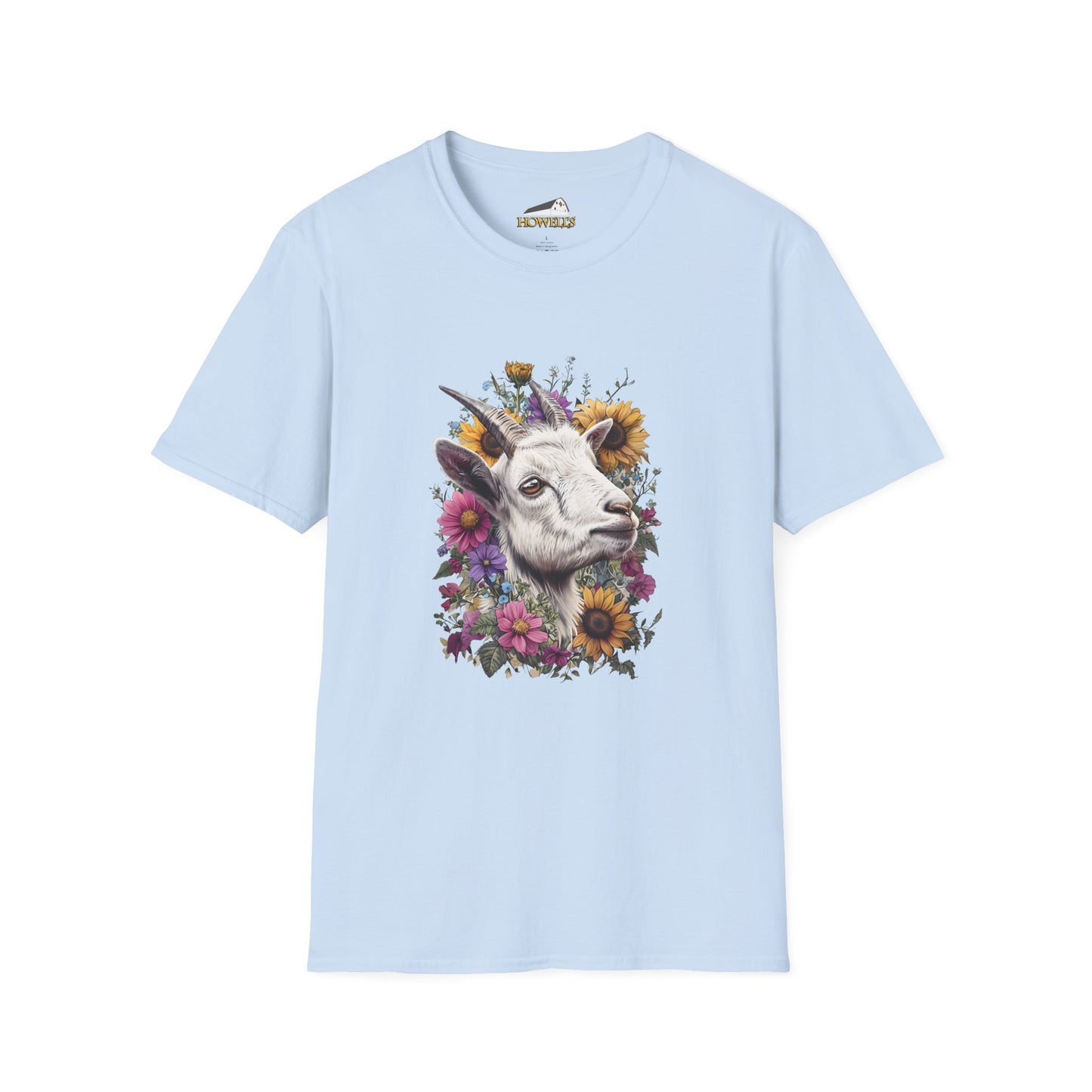 Floral Goat T-Shirt | Unisex Softstyle Tee, Animal Lover Gift, Nature Shirt, Country Aesthetic, Summer Fashion