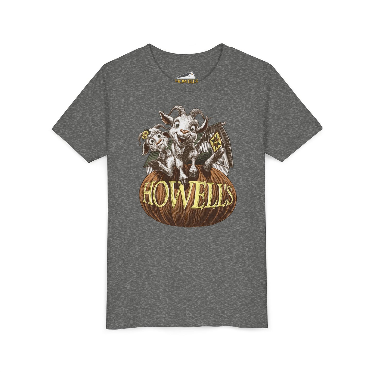 Youth Short Sleeve Tee with Howell's Pumpkin Design, Bella Canva Brand