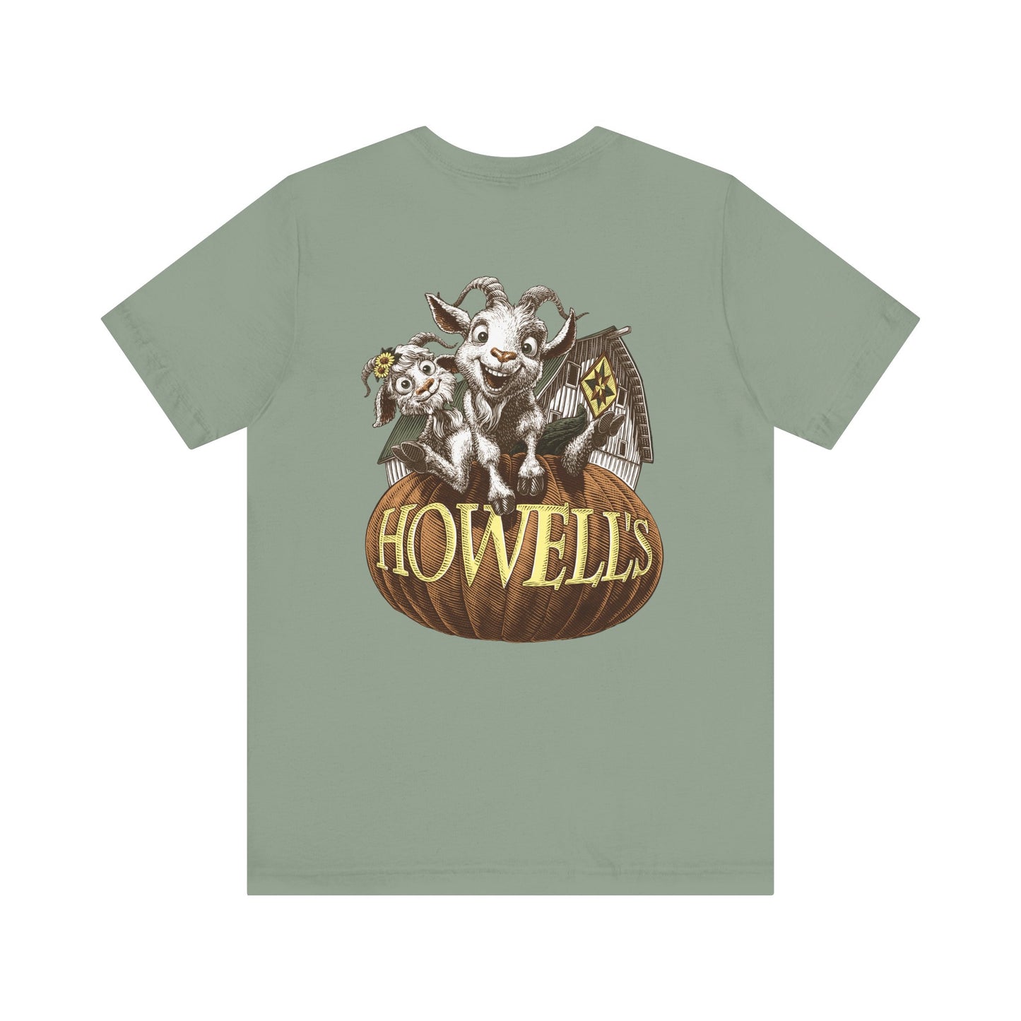 Howell's Goats Adult Unisex Tee, Bella Canva Logo on the Front Goats on the Back
