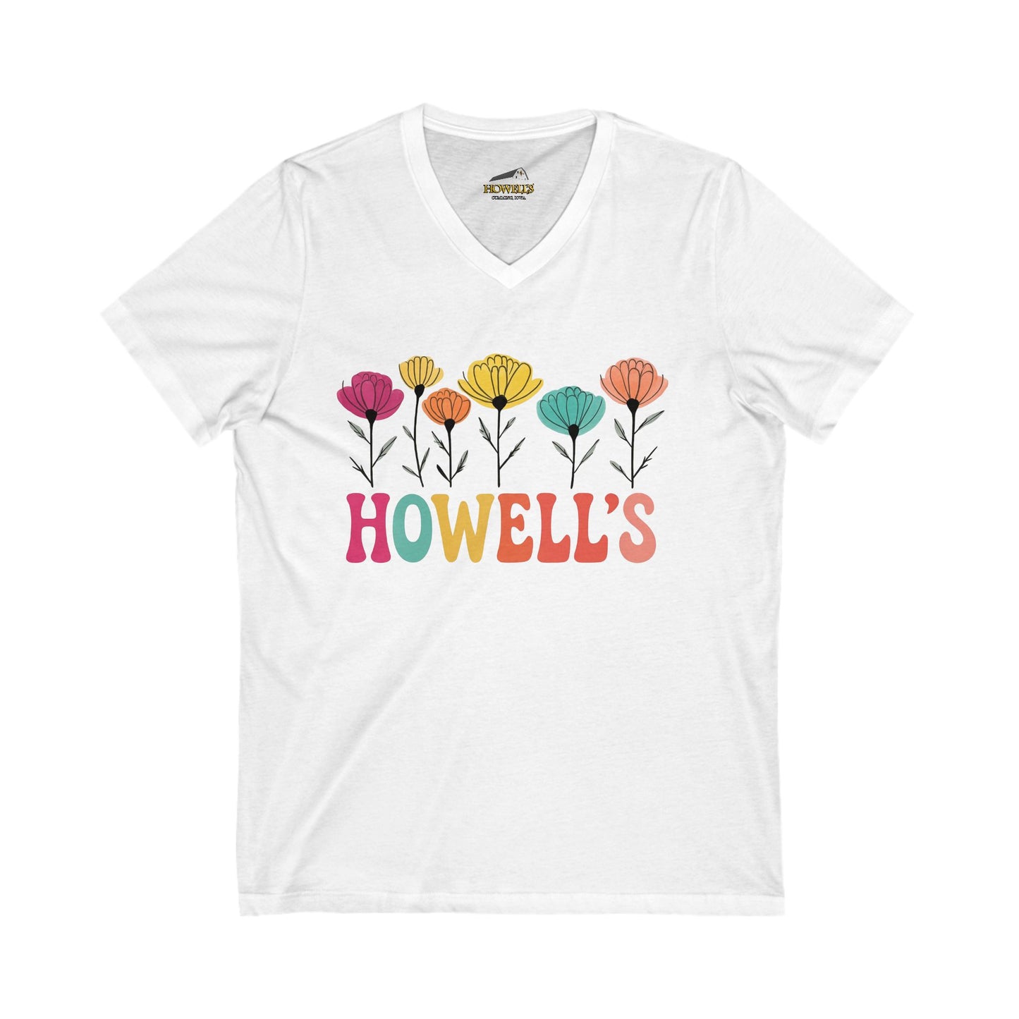 Floral Howells V-Neck Tee, Personalized Gift, Summer Style, Cute Flower Design