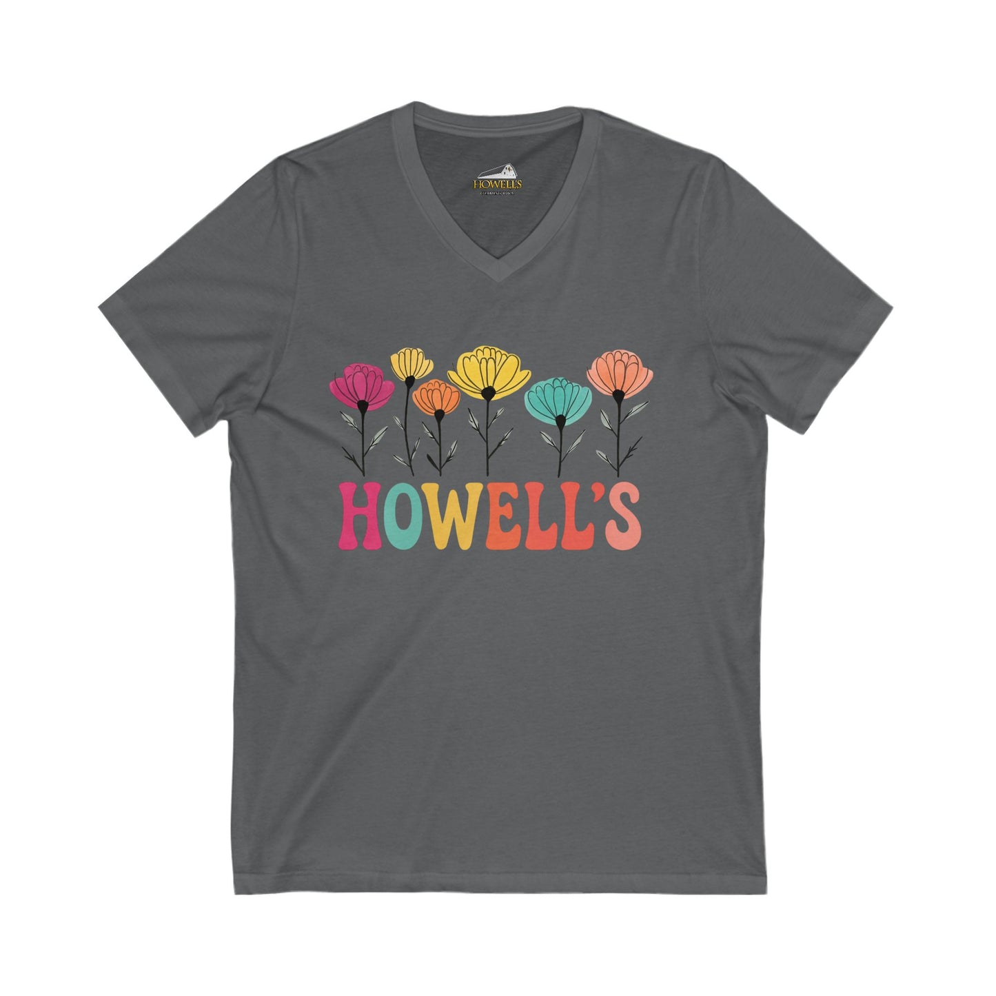 Floral Howells V-Neck Tee, Personalized Gift, Summer Style, Cute Flower Design