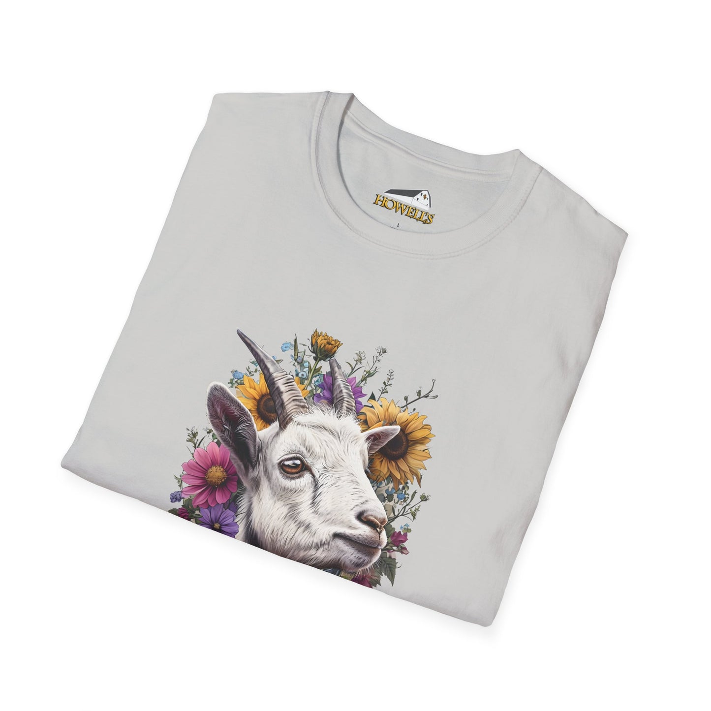 Floral Goat T-Shirt | Unisex Softstyle Tee, Animal Lover Gift, Nature Shirt, Country Aesthetic, Summer Fashion