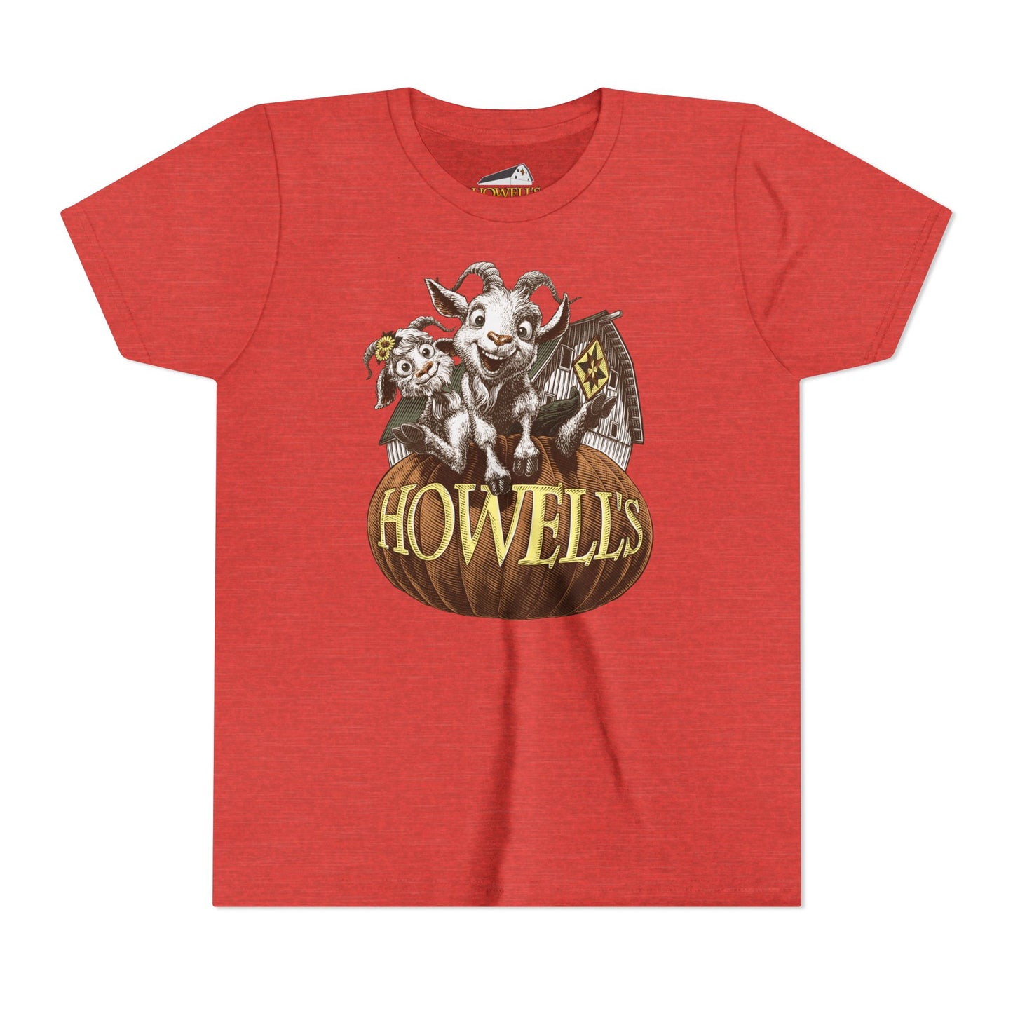 Youth Short Sleeve Tee with Howell's Pumpkin Design, Bella Canva Brand