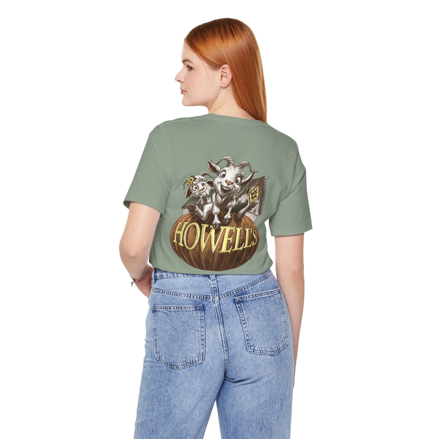 Howell's Goats Adult Unisex Tee, Bella Canva Logo on the Front Goats on the Back