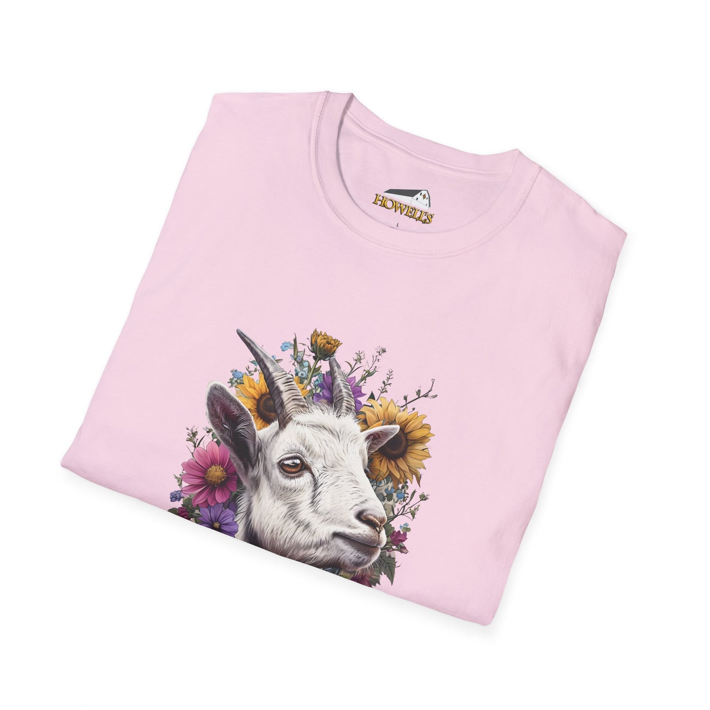 Floral Goat T-Shirt | Unisex Softstyle Tee, Animal Lover Gift, Nature Shirt, Country Aesthetic, Summer Fashion