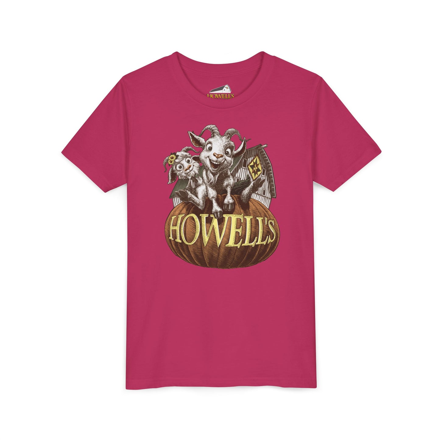 Youth Short Sleeve Tee with Howell's Pumpkin Design, Bella Canva Brand