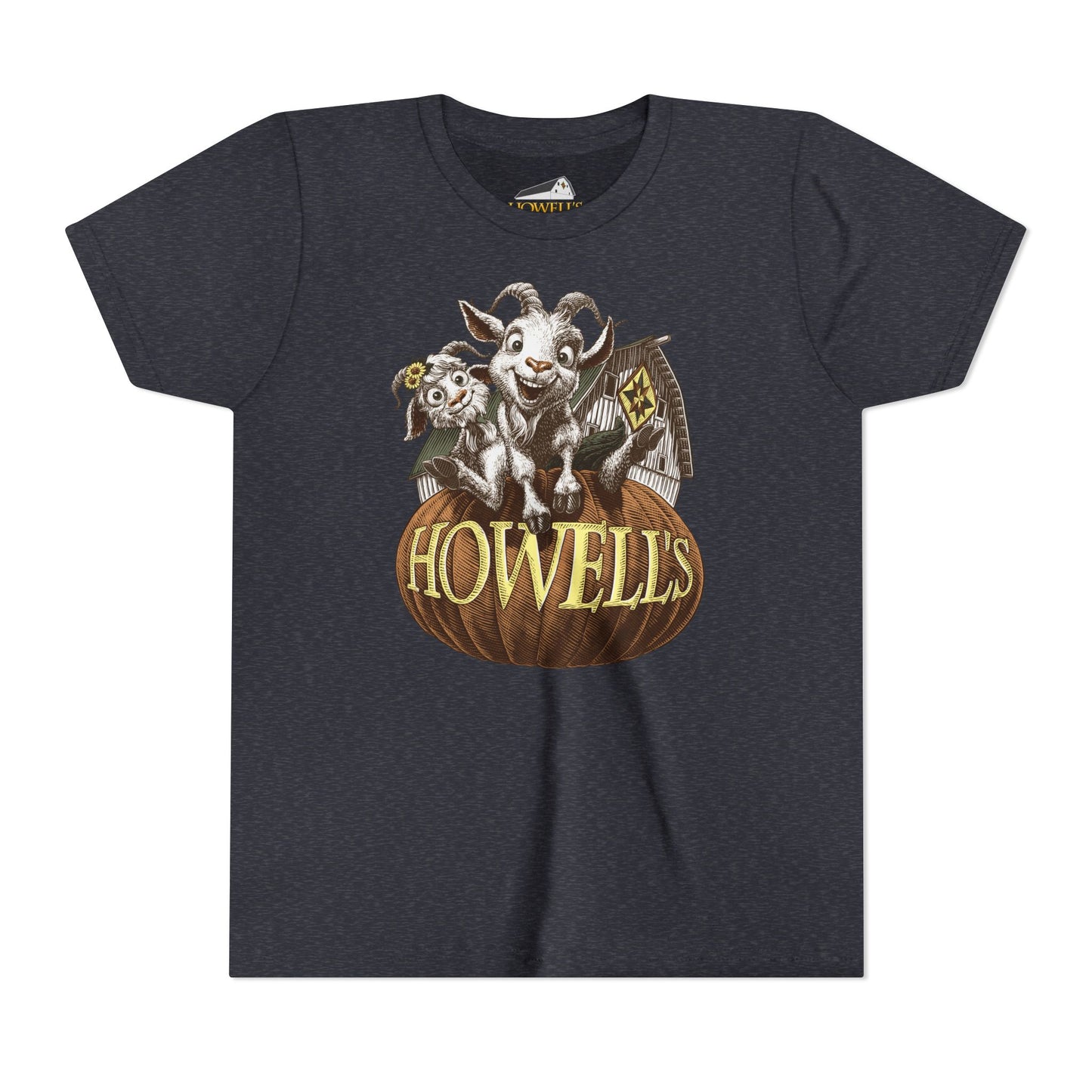 Youth Short Sleeve Tee with Howell's Pumpkin Design, Bella Canva Brand