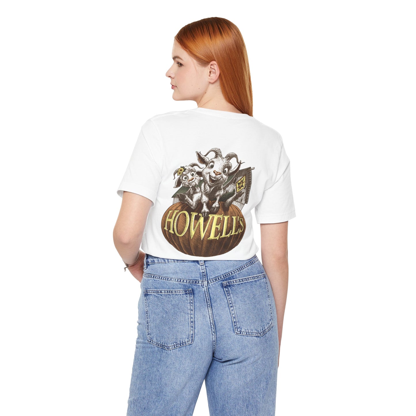 Howell's Goats Adult Unisex Tee, Bella Canva Logo on the Front Goats on the Back