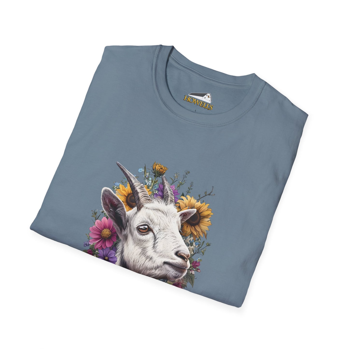 Floral Goat T-Shirt | Unisex Softstyle Tee, Animal Lover Gift, Nature Shirt, Country Aesthetic, Summer Fashion