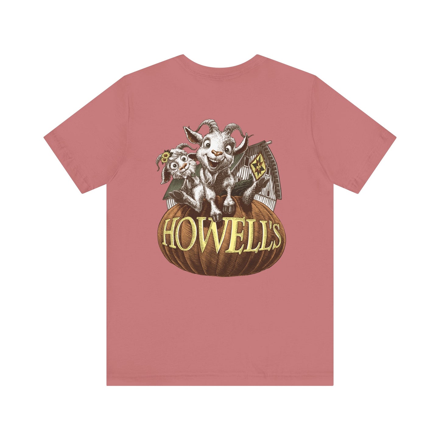 Howell's Goats Adult Unisex Tee, Bella Canva Logo on the Front Goats on the Back