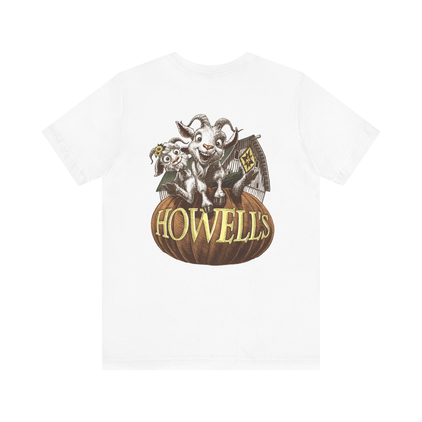 Howell's Goats Adult Unisex Tee, Bella Canva Logo on the Front Goats on the Back