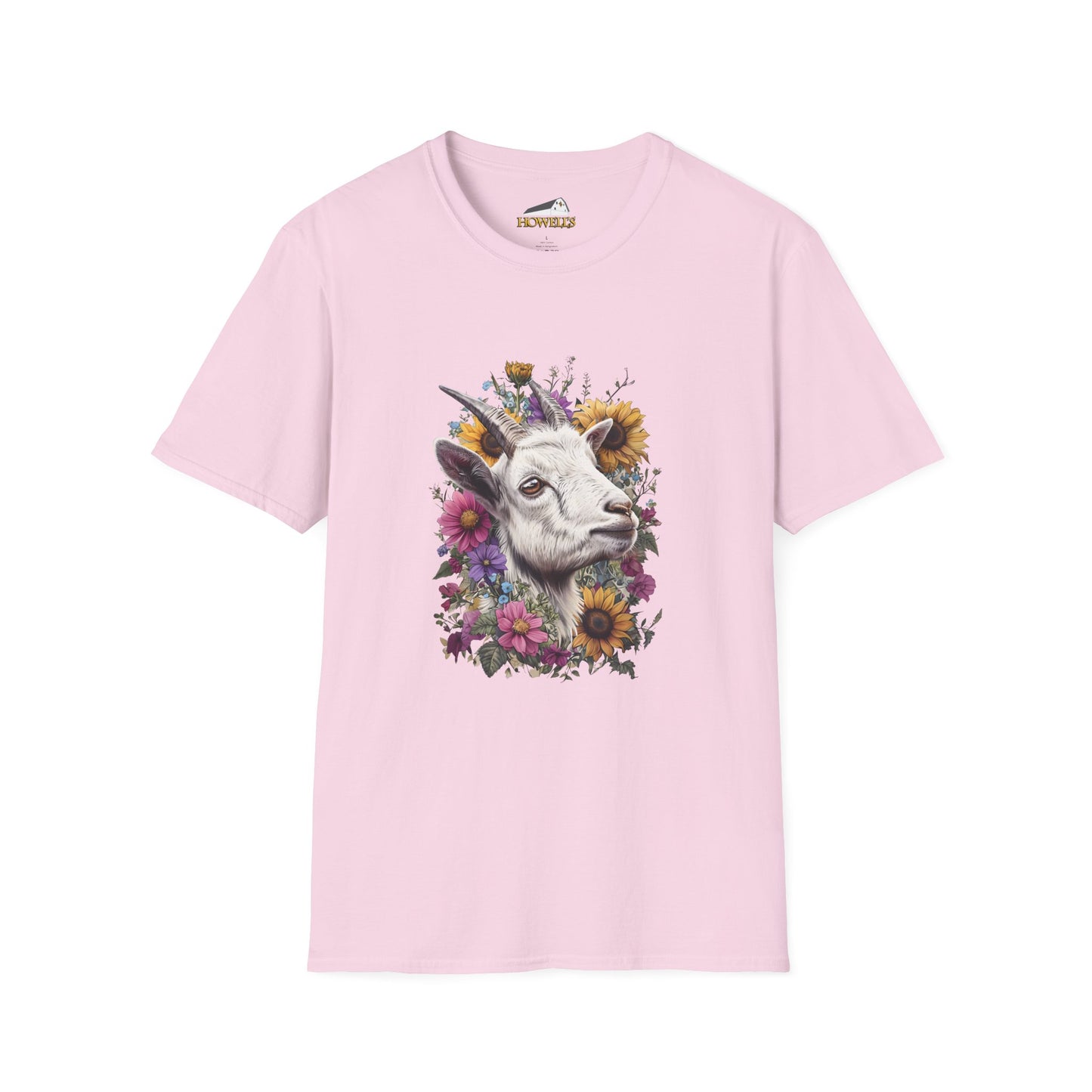 Floral Goat T-Shirt | Unisex Softstyle Tee, Animal Lover Gift, Nature Shirt, Country Aesthetic, Summer Fashion