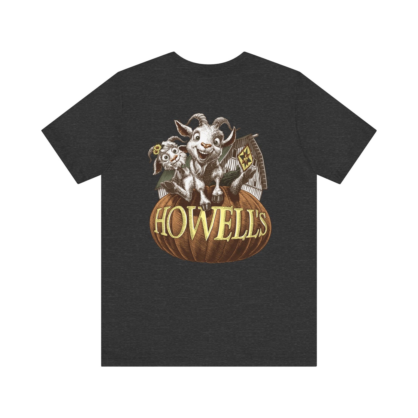 Howell's Goats Adult Unisex Tee, Bella Canva Logo on the Front Goats on the Back