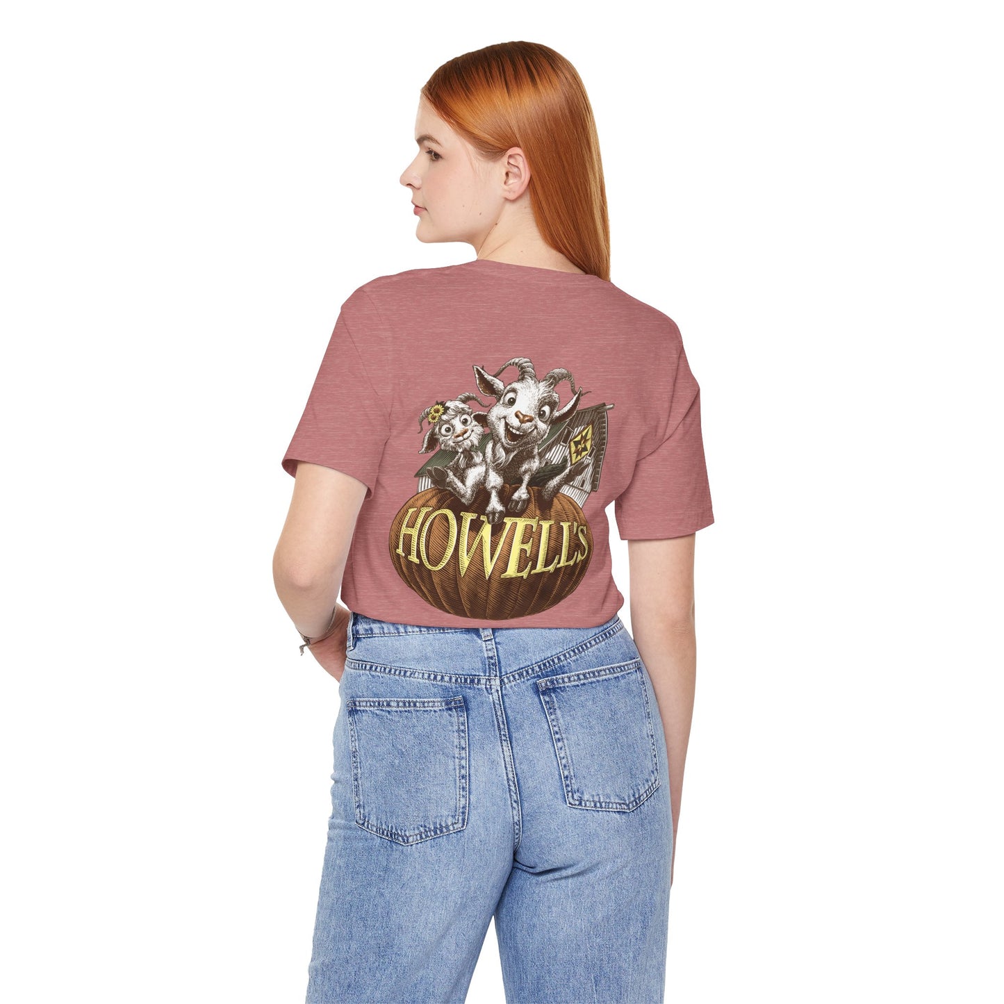 Howell's Goats Adult Unisex Tee, Bella Canva Logo on the Front Goats on the Back