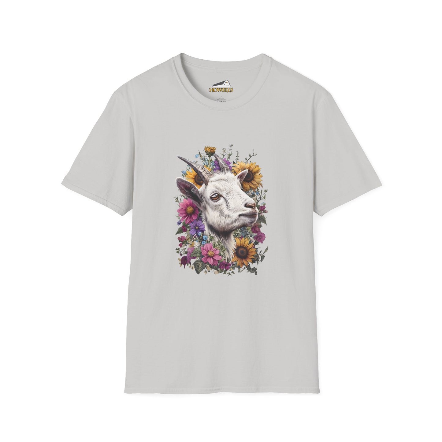 Floral Goat T-Shirt | Unisex Softstyle Tee, Animal Lover Gift, Nature Shirt, Country Aesthetic, Summer Fashion