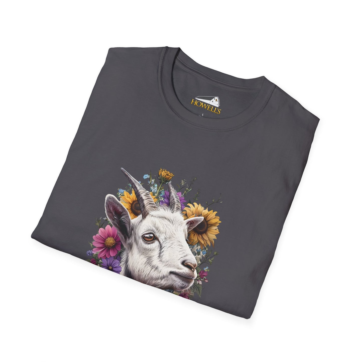 Floral Goat T-Shirt | Unisex Softstyle Tee, Animal Lover Gift, Nature Shirt, Country Aesthetic, Summer Fashion