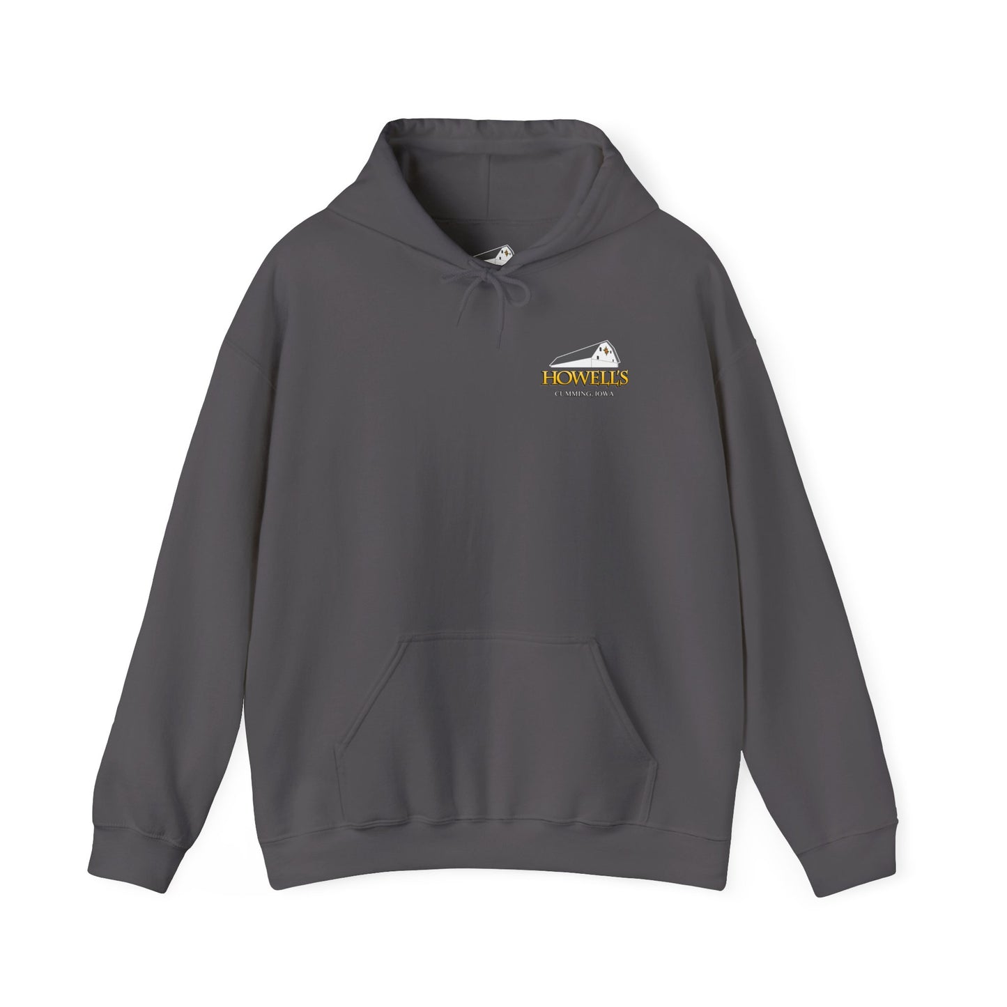 Adult Unisex Hoodie, Gildan Brand Howells Logo on front, Goats on Back