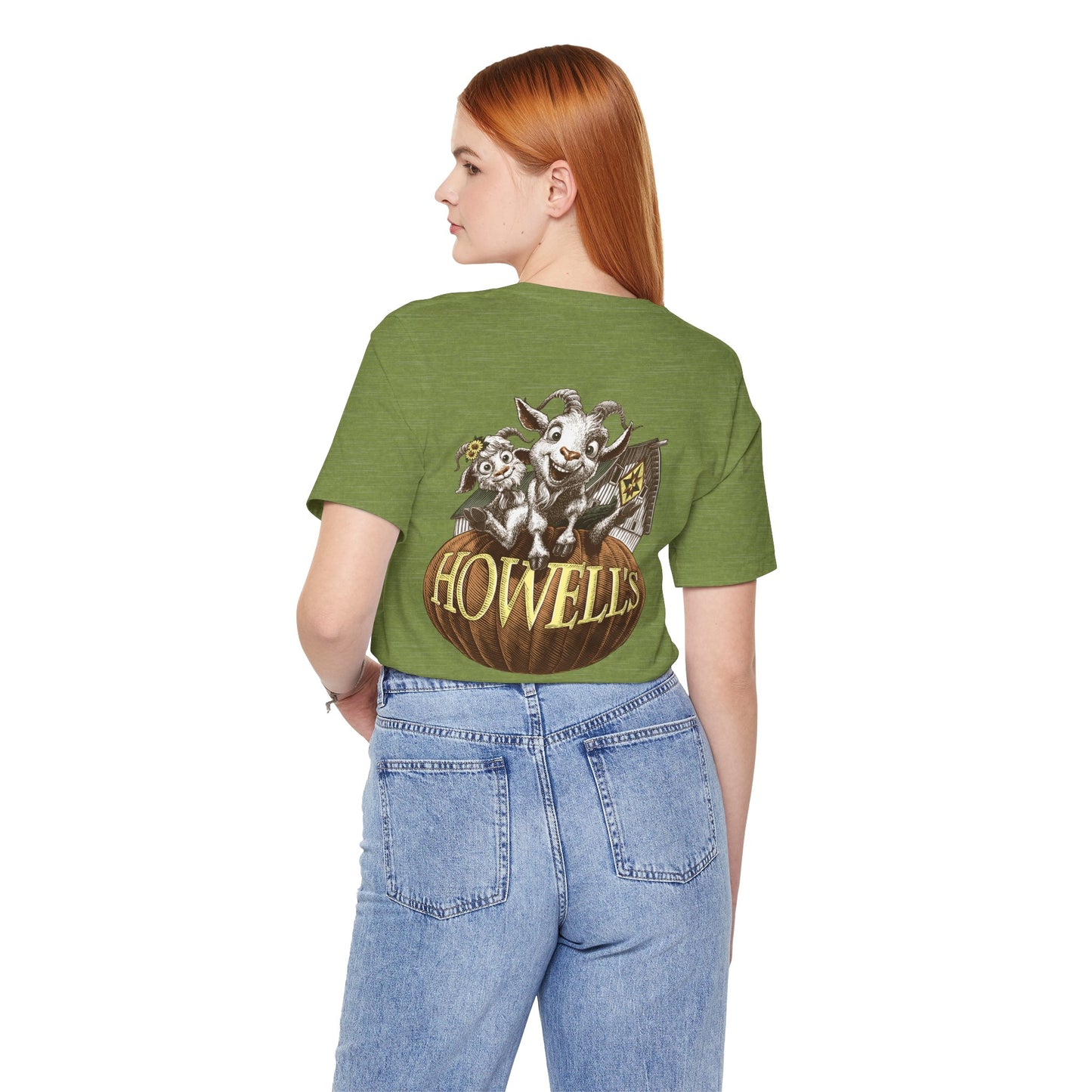 Howell's Goats Adult Unisex Tee, Bella Canva Logo on the Front Goats on the Back