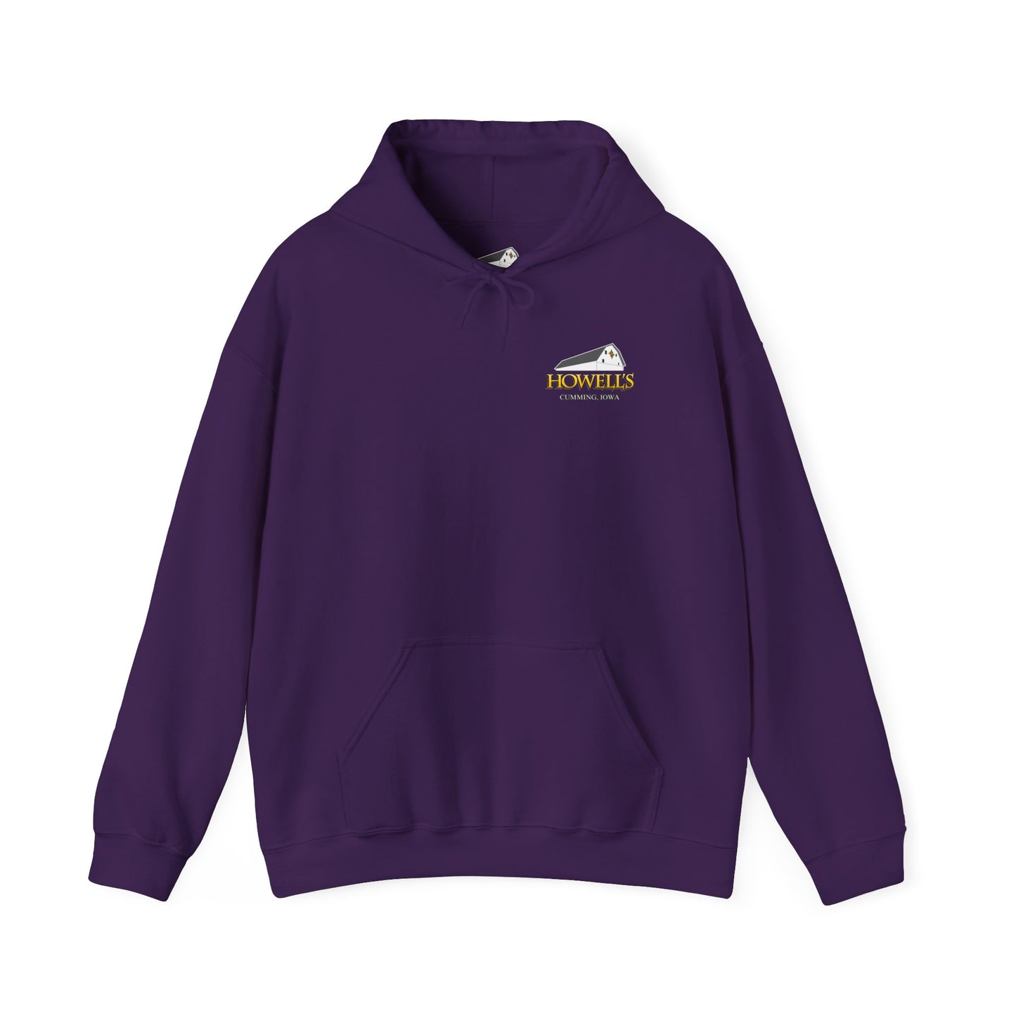 Adult Unisex Hoodie, Gildan Brand Howells Logo on front, Goats on Back