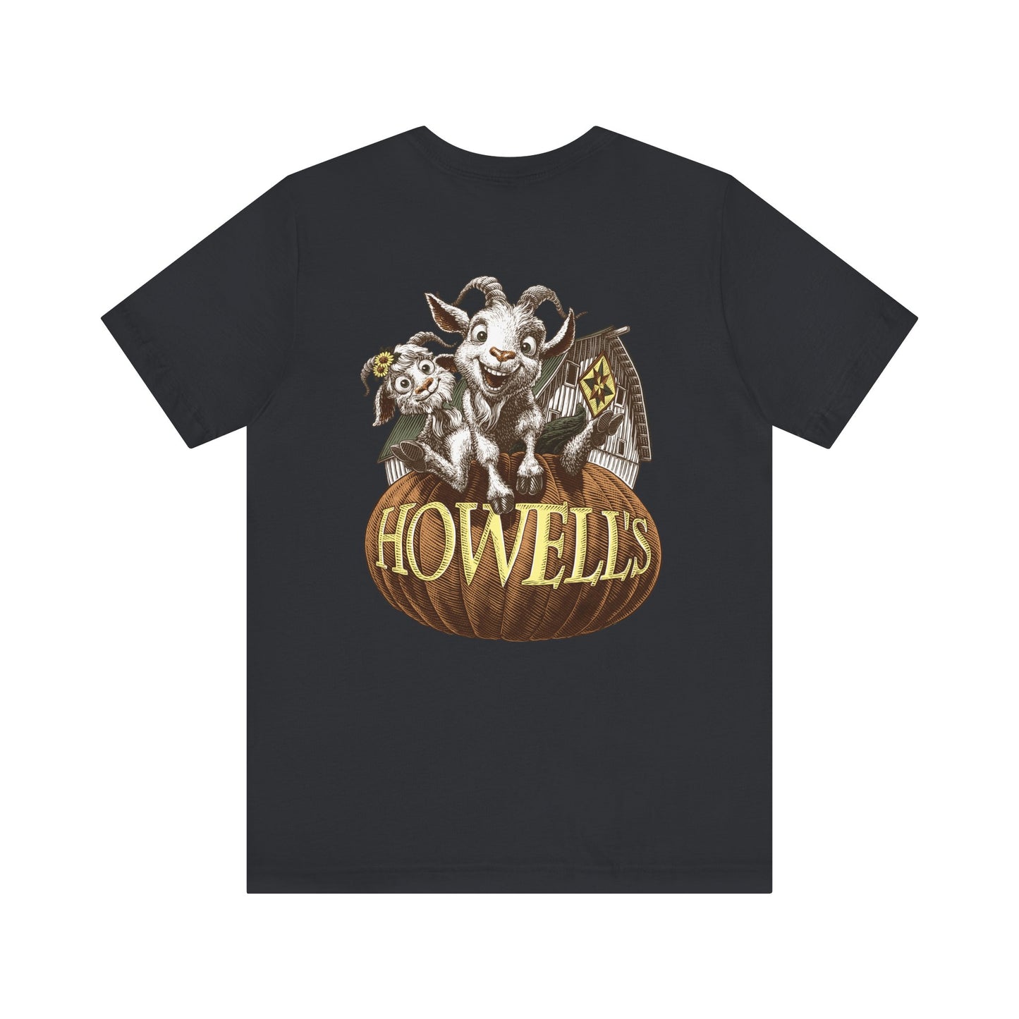 Howell's Goats Adult Unisex Tee, Bella Canva Logo on the Front Goats on the Back