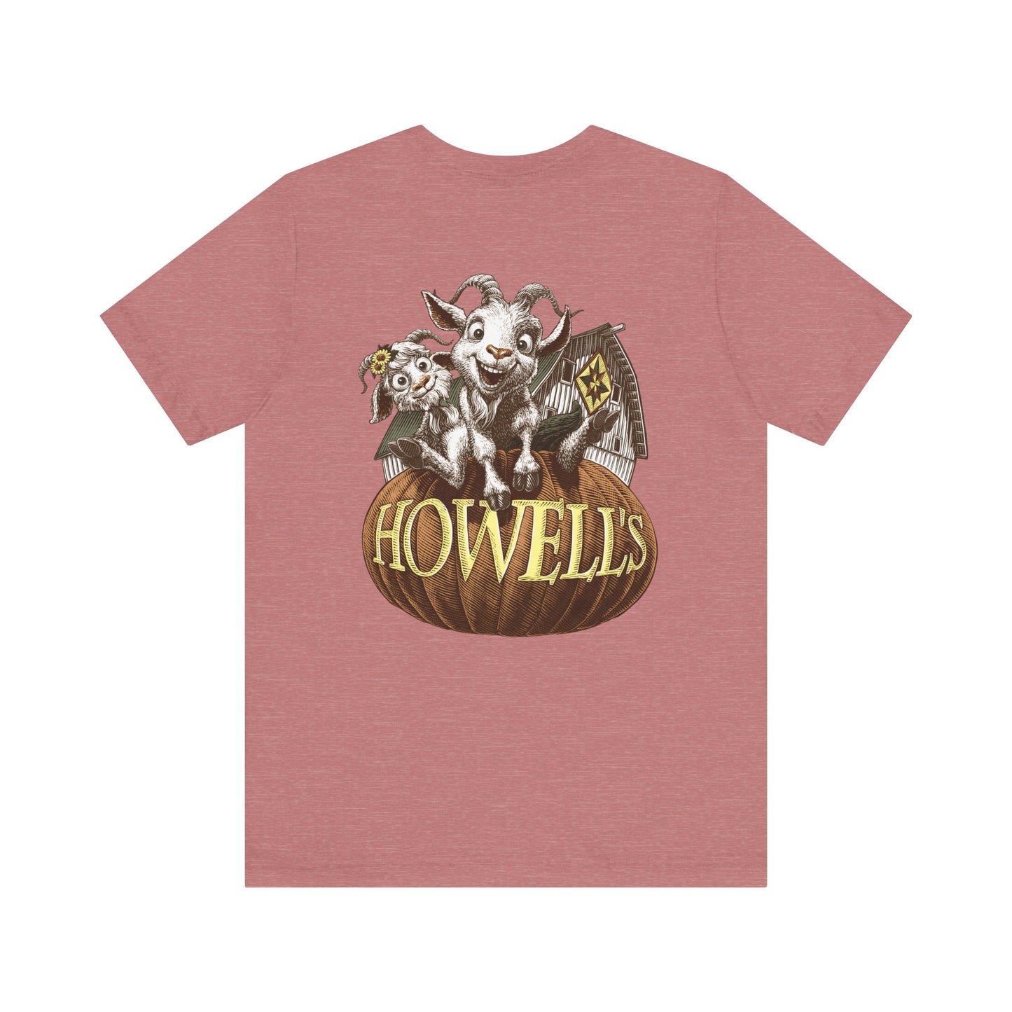 Howell's Goats Adult Unisex Tee, Bella Canva Logo on the Front Goats on the Back