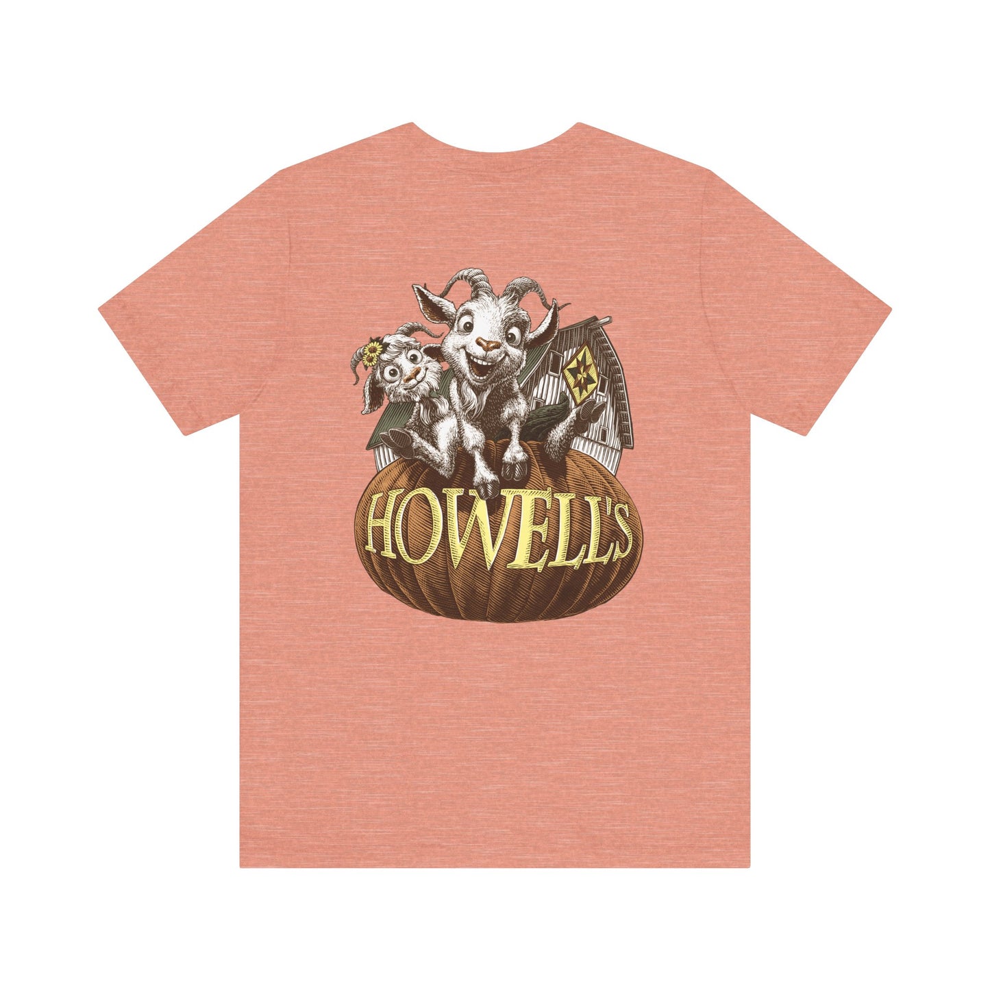 Howell's Goats Adult Unisex Tee, Bella Canva Logo on the Front Goats on the Back