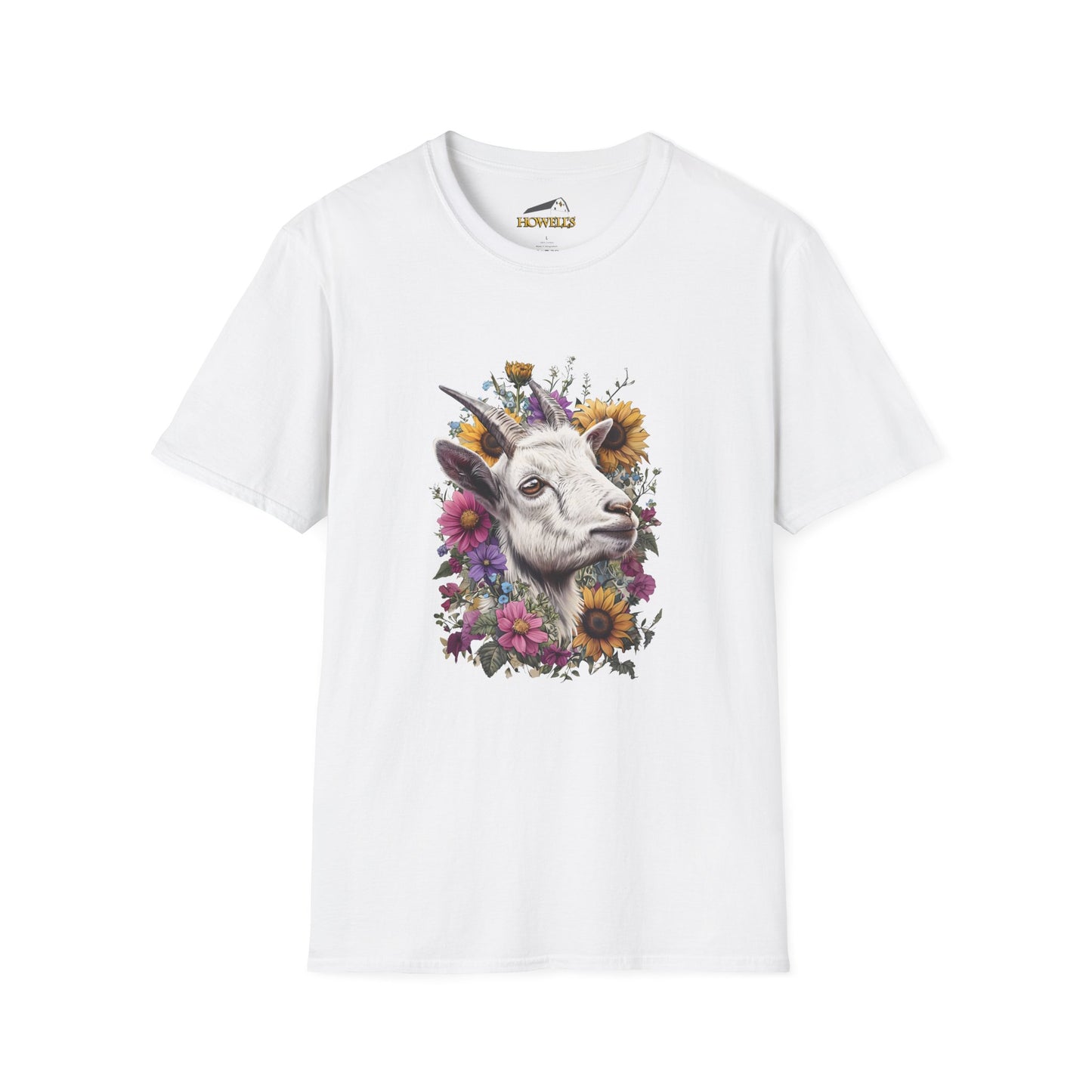 Floral Goat T-Shirt | Unisex Softstyle Tee, Animal Lover Gift, Nature Shirt, Country Aesthetic, Summer Fashion
