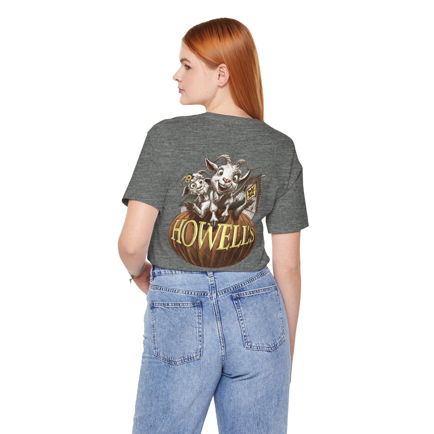 Howell's Goats Adult Unisex Tee, Bella Canva Logo on the Front Goats on the Back