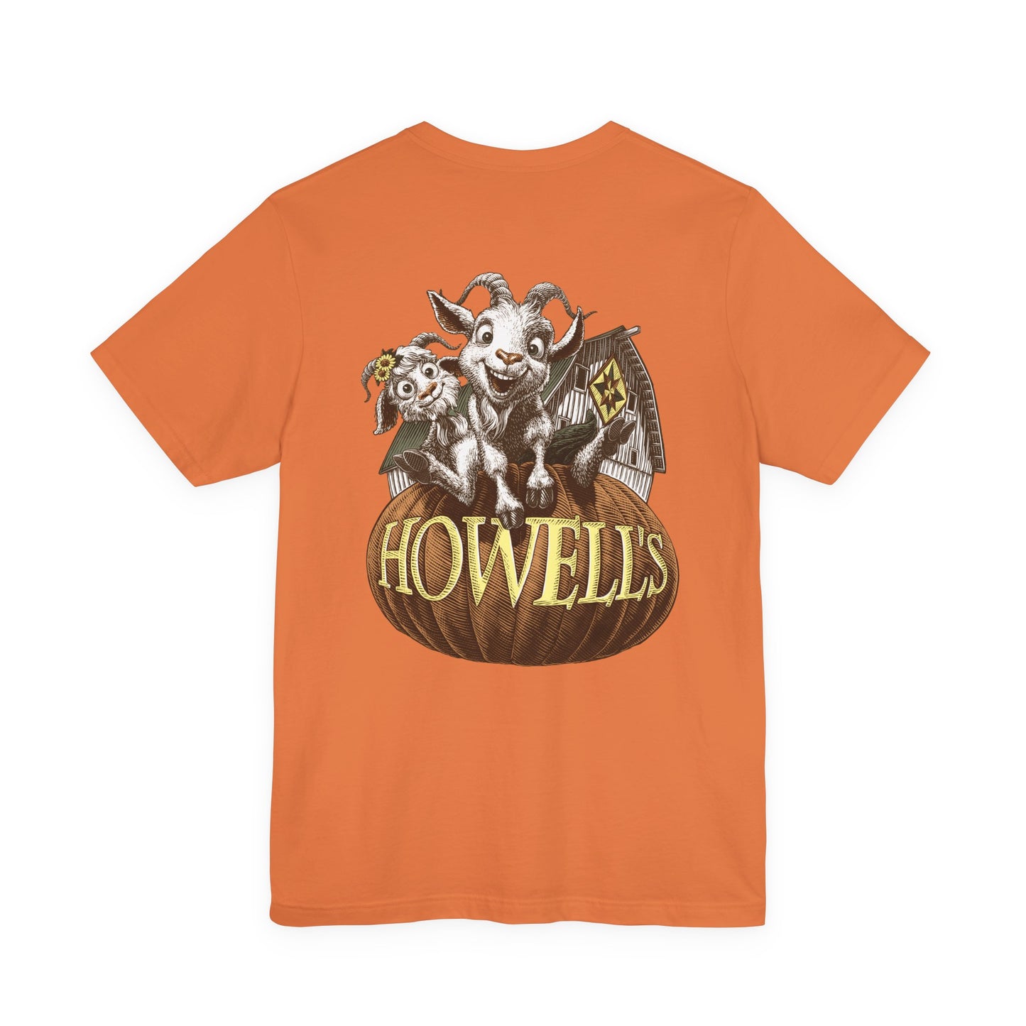 Howell's Goats Adult Unisex Tee, Bella Canva Logo on the Front Goats on the Back