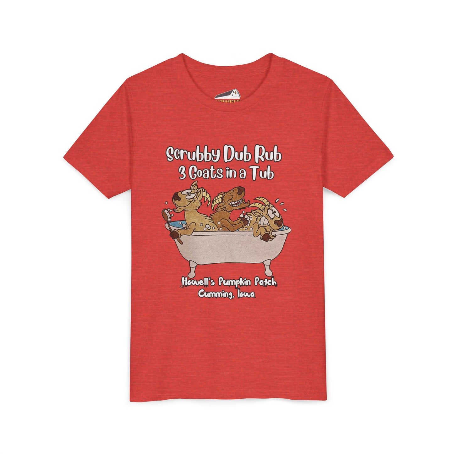 Goat Youth Tee: "Scrubby Dub Rub - 3 Goats in a Tub," Cute Animal Shirt for Kids