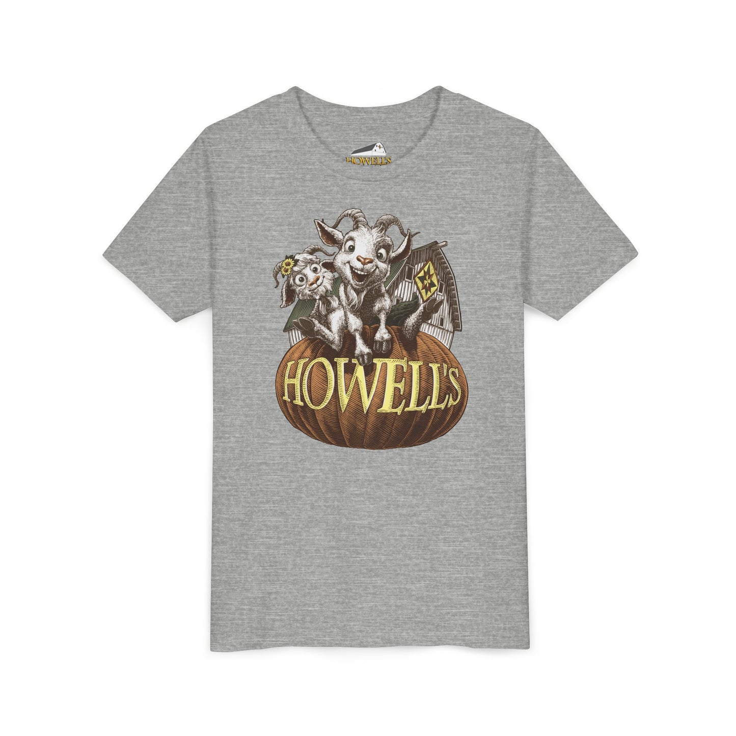 Youth Short Sleeve Tee with Howell's Pumpkin Design, Bella Canva Brand