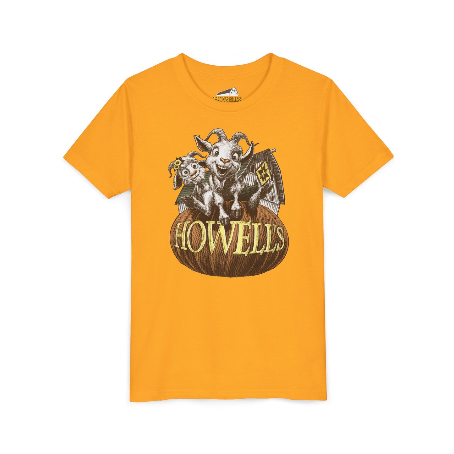 Youth Short Sleeve Tee with Howell's Pumpkin Design, Bella Canva Brand