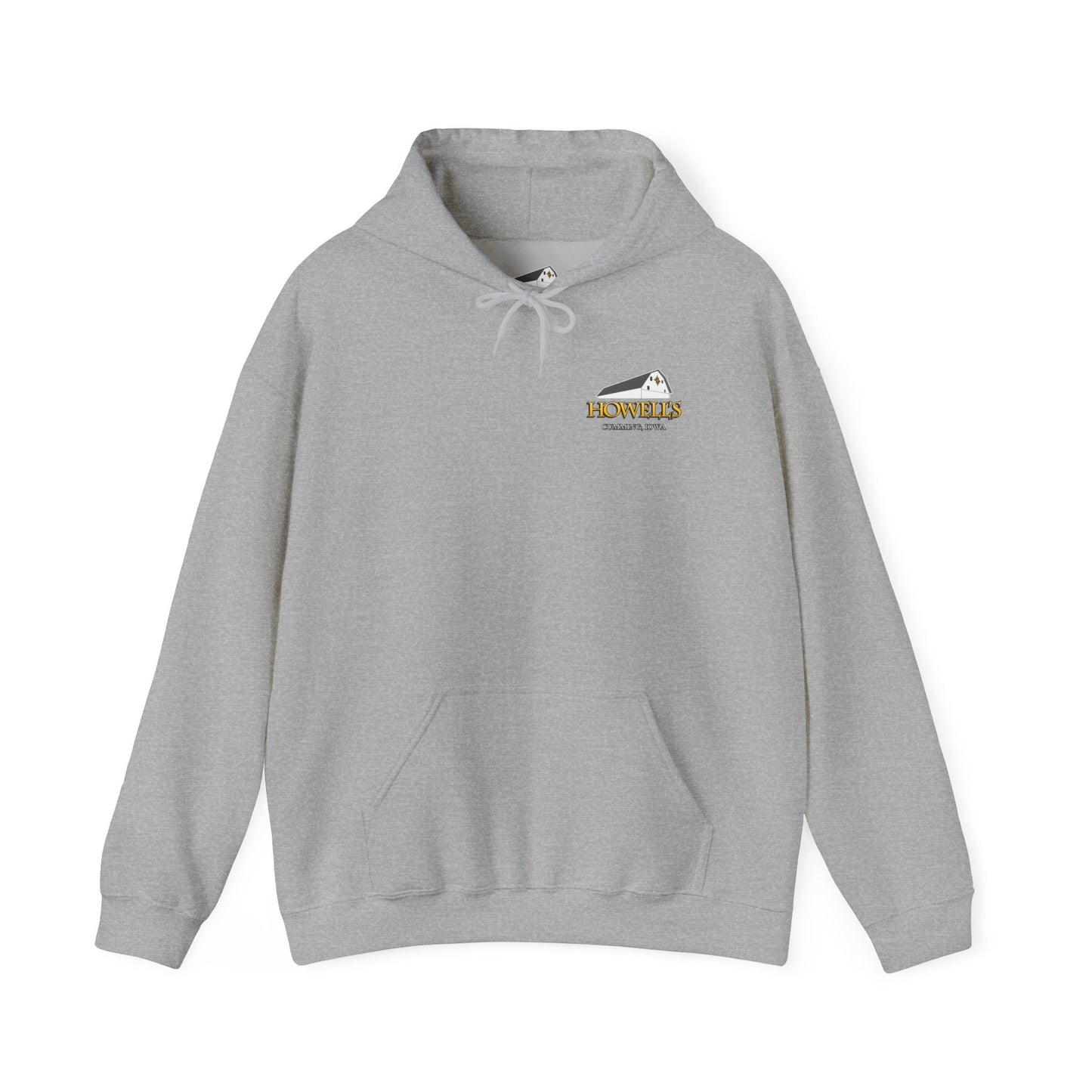 Adult Unisex Hoodie, Gildan Brand Howells Logo on front, Goats on Back