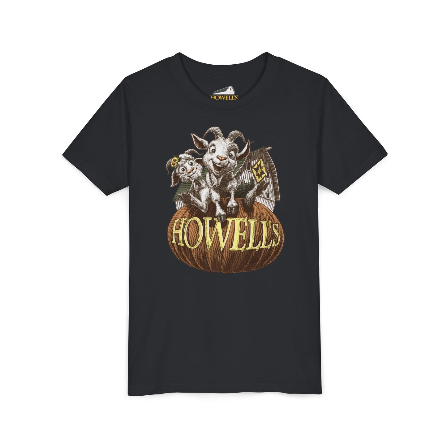 Youth Short Sleeve Tee with Howell's Pumpkin Design, Bella Canva Brand