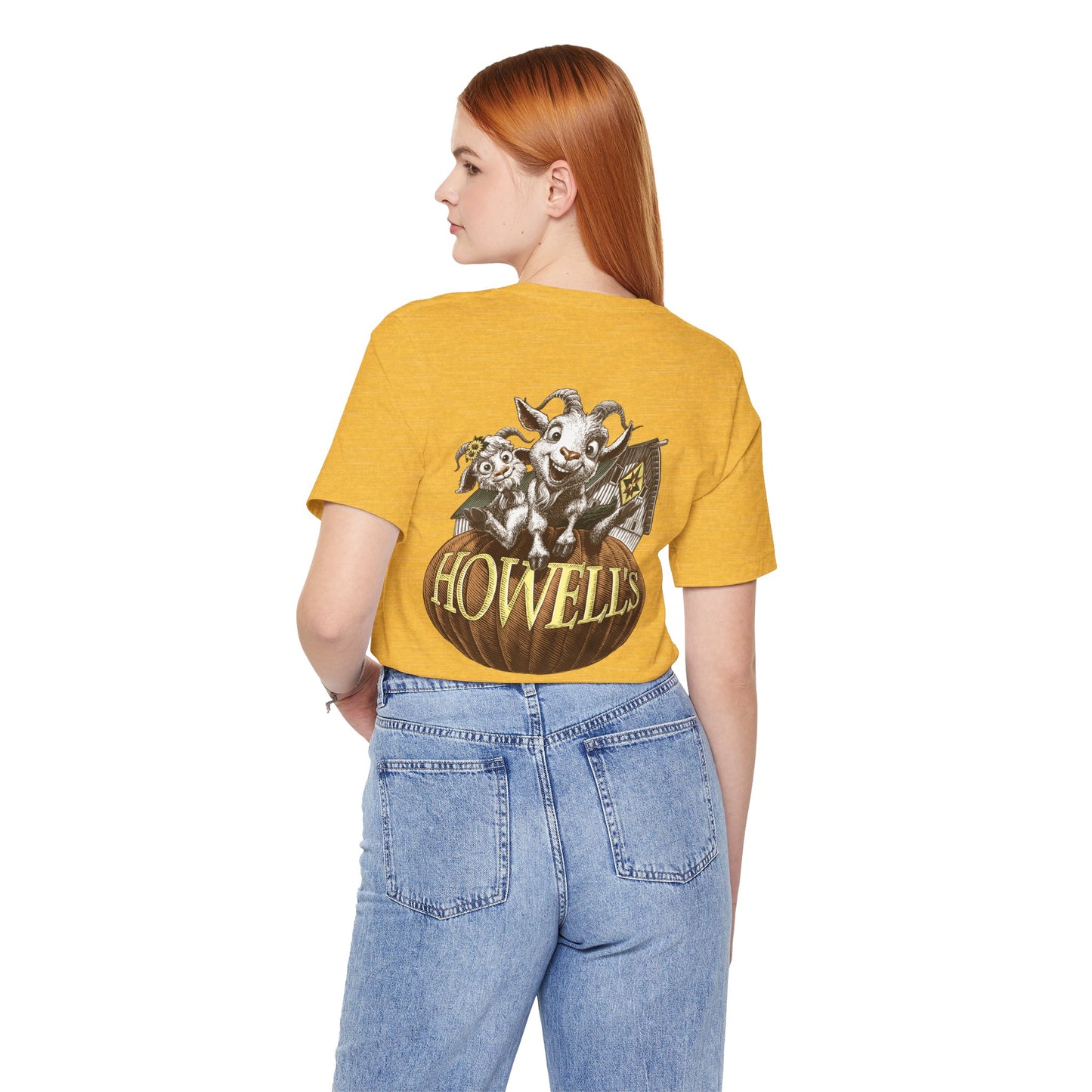 Howell's Goats Adult Unisex Tee, Bella Canva Logo on the Front Goats on the Back