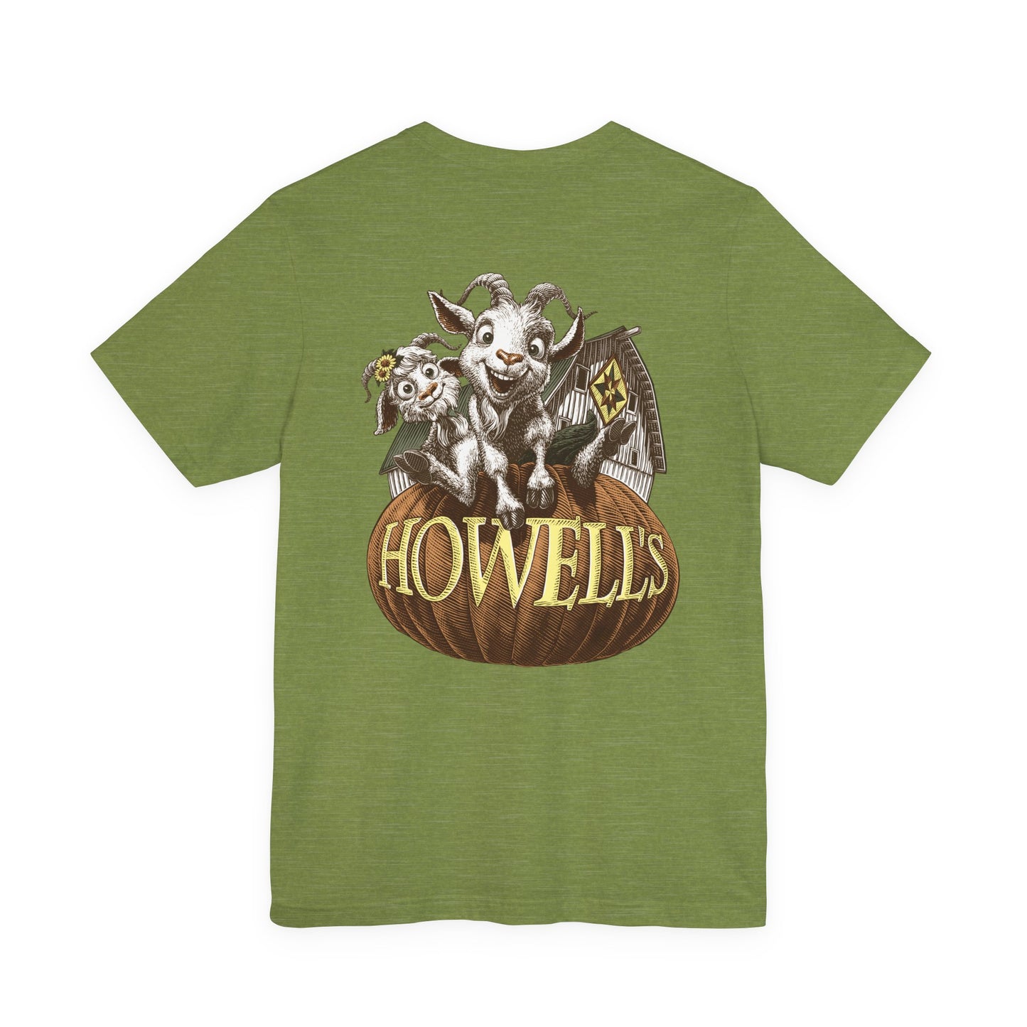 Howell's Goats Adult Unisex Tee, Bella Canva Logo on the Front Goats on the Back