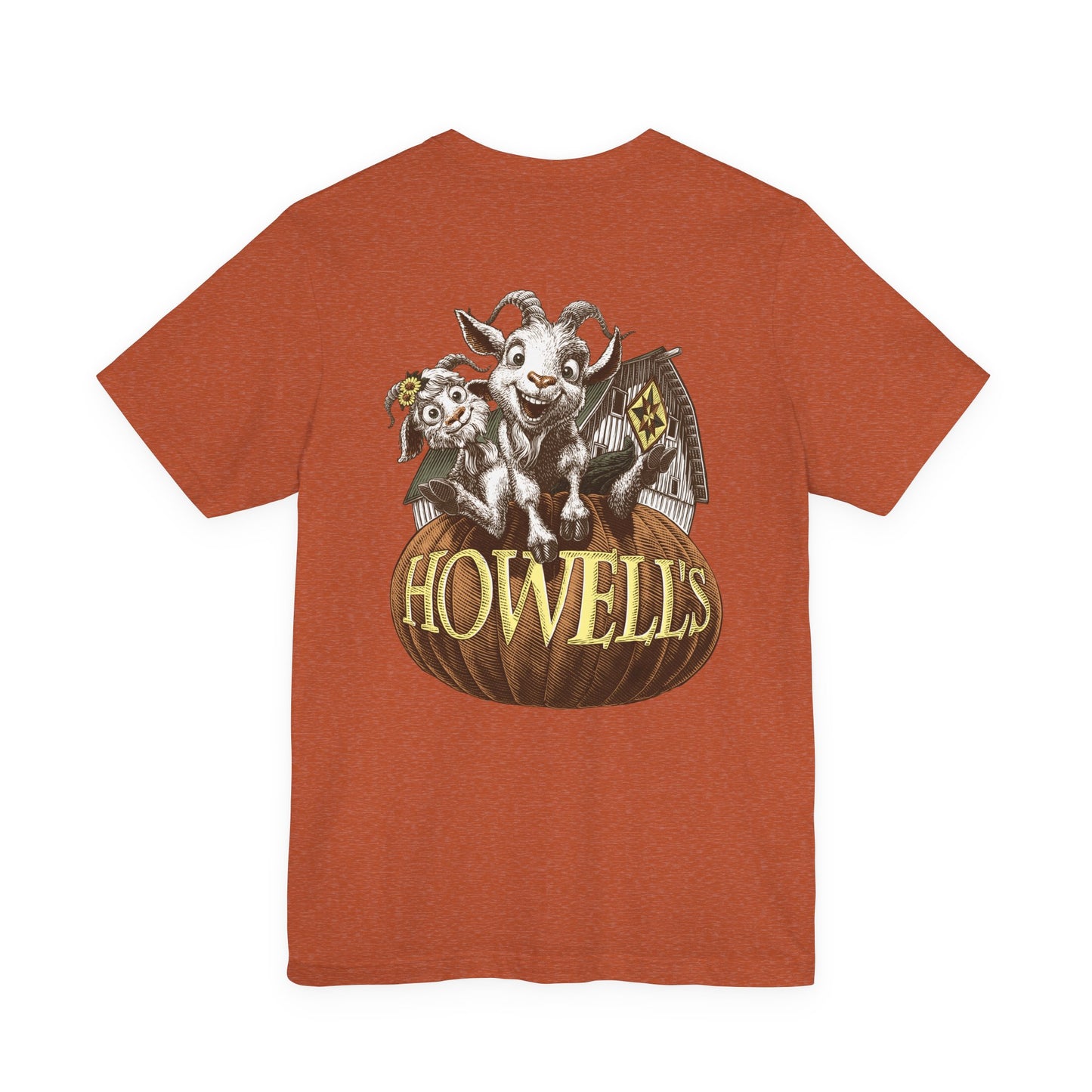 Howell's Goats Adult Unisex Tee, Bella Canva Logo on the Front Goats on the Back