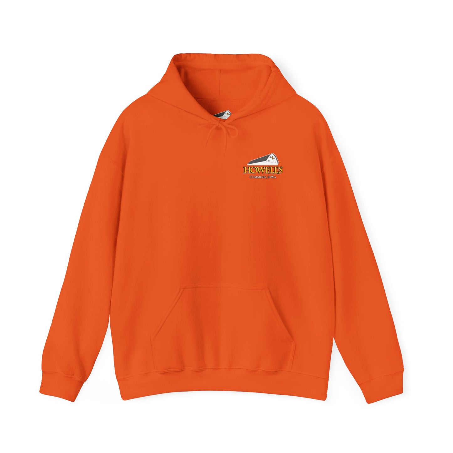 Adult Unisex Hoodie, Gildan Brand Howells Logo on front, Goats on Back