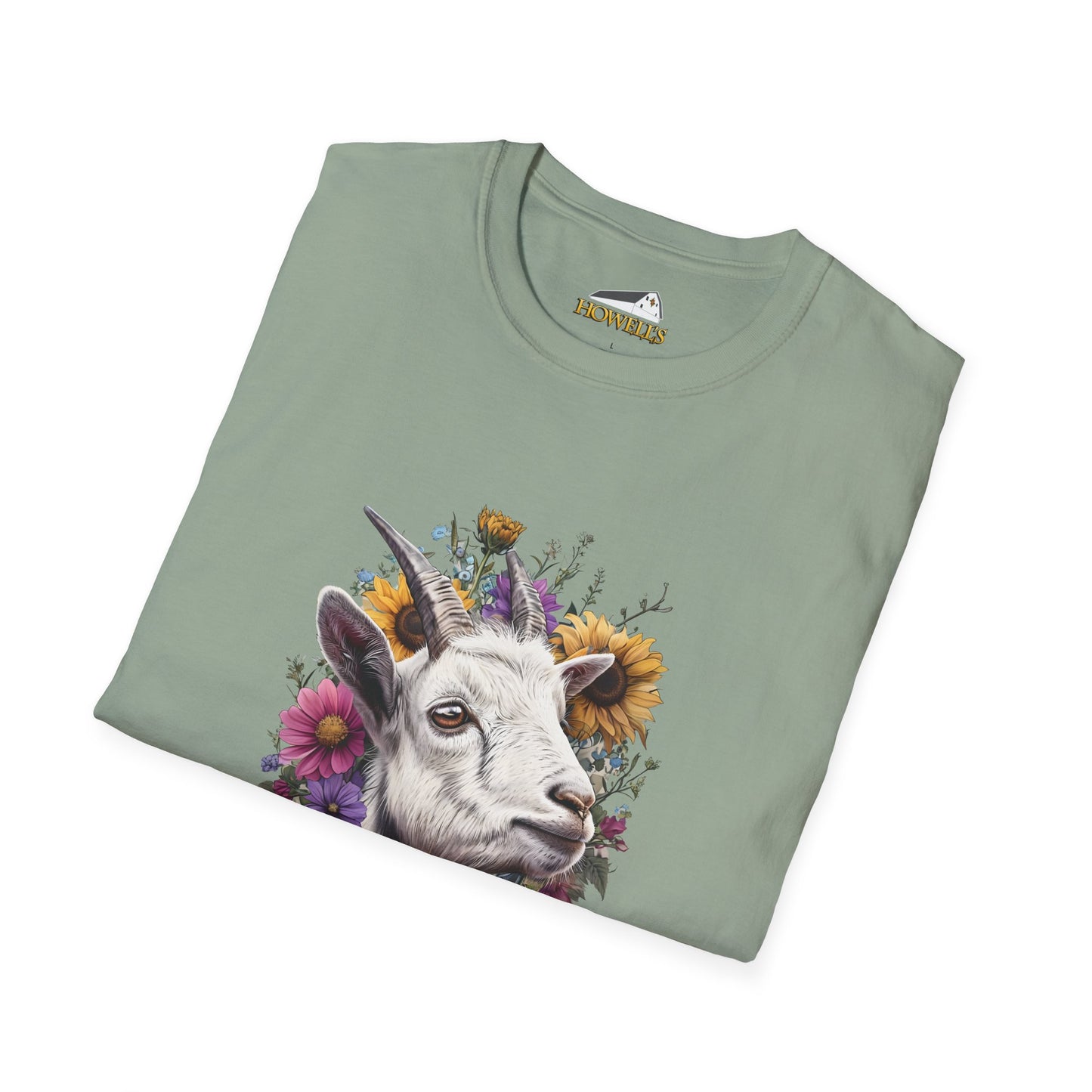 Floral Goat T-Shirt | Unisex Softstyle Tee, Animal Lover Gift, Nature Shirt, Country Aesthetic, Summer Fashion