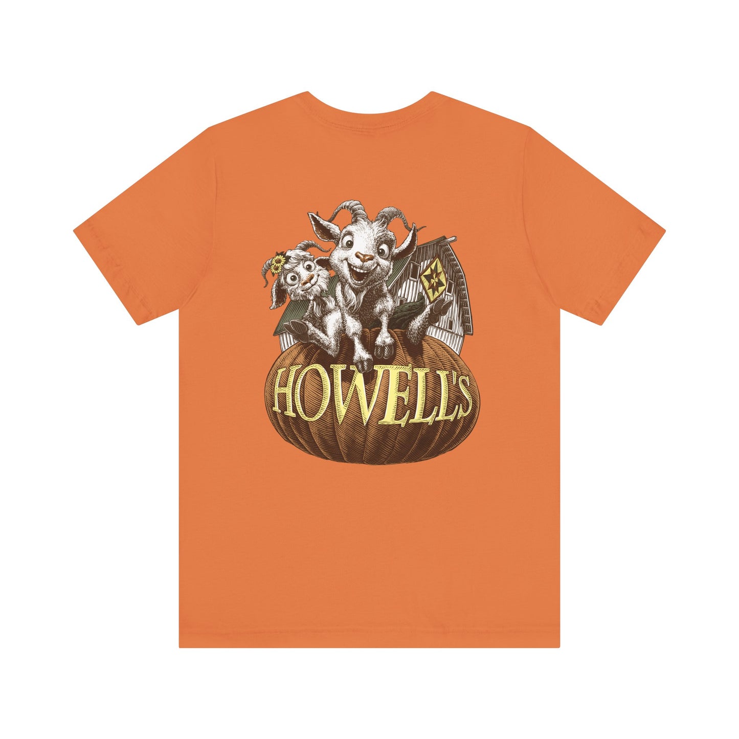 Howell's Goats Adult Unisex Tee, Bella Canva Logo on the Front Goats on the Back