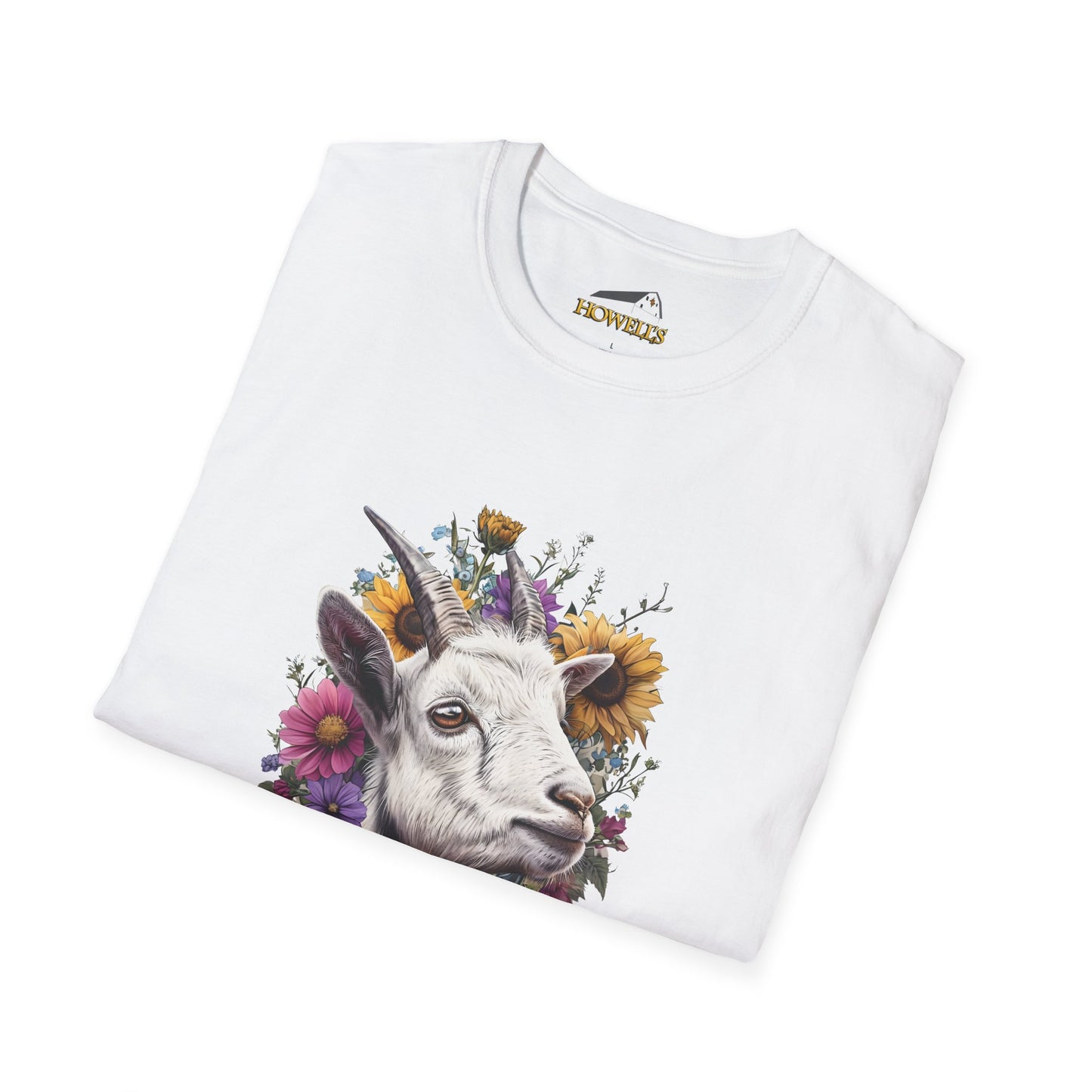 Floral Goat T-Shirt | Unisex Softstyle Tee, Animal Lover Gift, Nature Shirt, Country Aesthetic, Summer Fashion