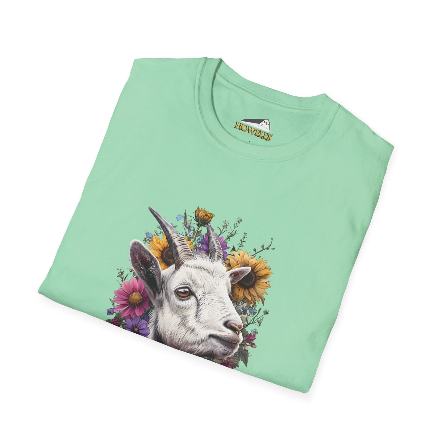 Floral Goat T-Shirt | Unisex Softstyle Tee, Animal Lover Gift, Nature Shirt, Country Aesthetic, Summer Fashion