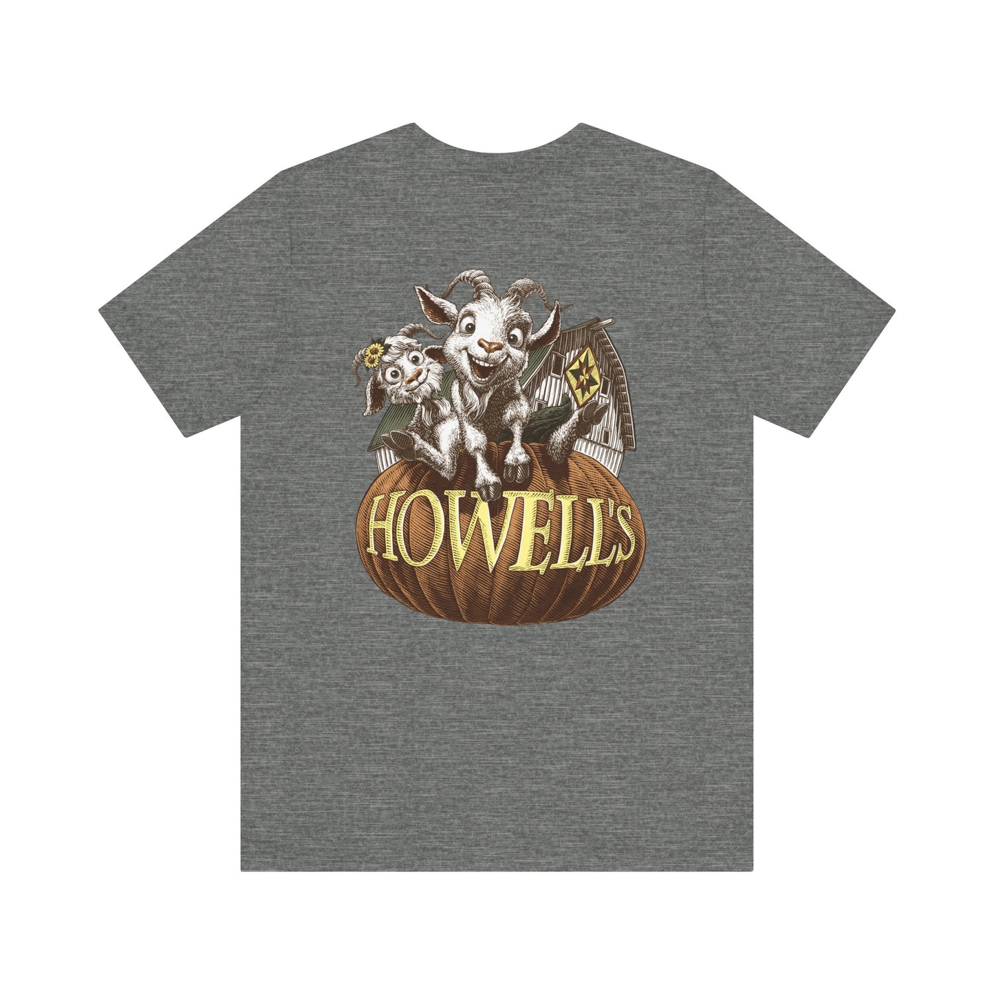 Howell's Goats Adult Unisex Tee, Bella Canva Logo on the Front Goats on the Back
