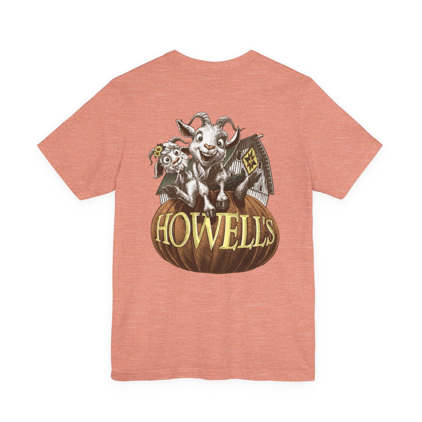 Howell's Goats Adult Unisex Tee, Bella Canva Logo on the Front Goats on the Back